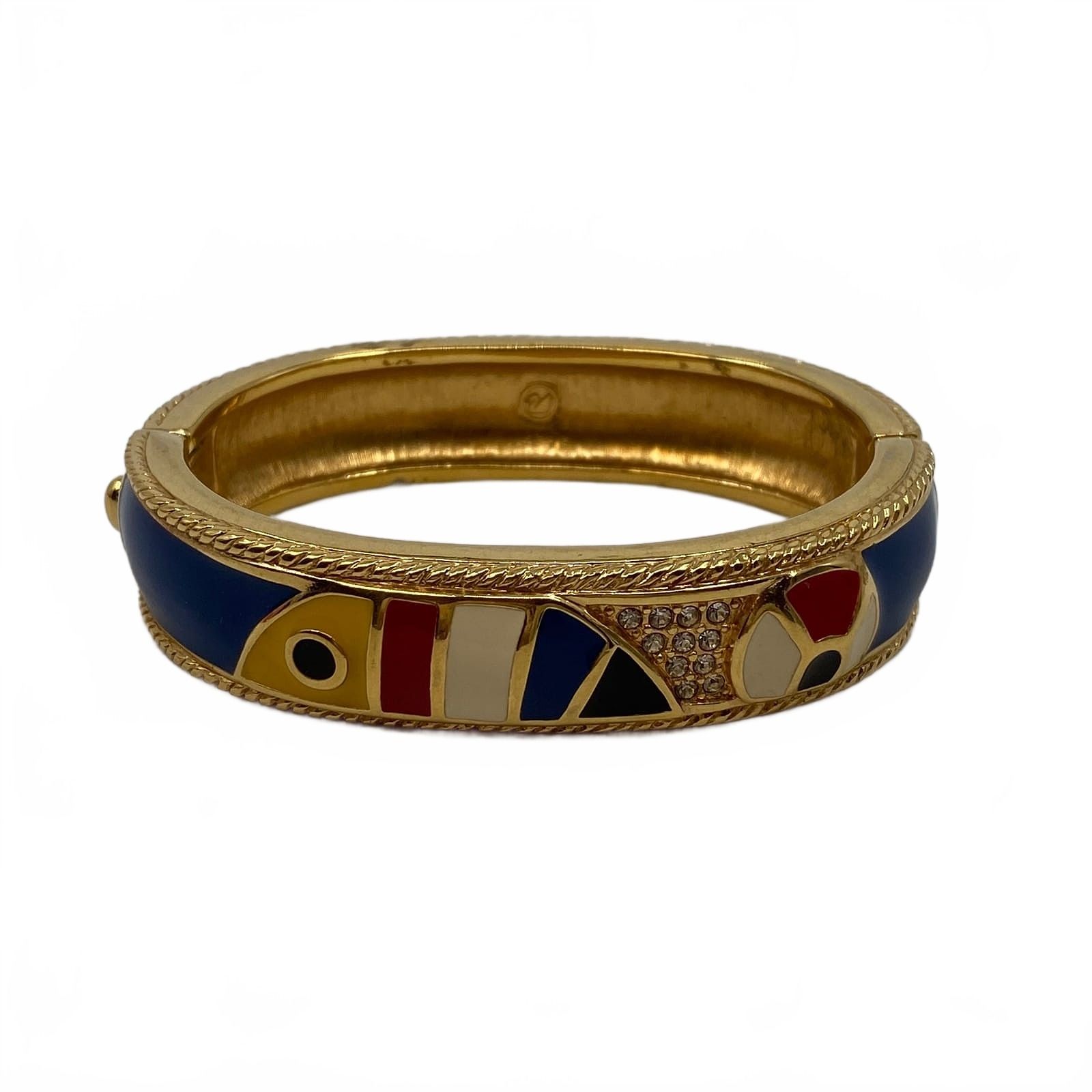 Swarovski Gold Blue Enamel Hinge Bracelet