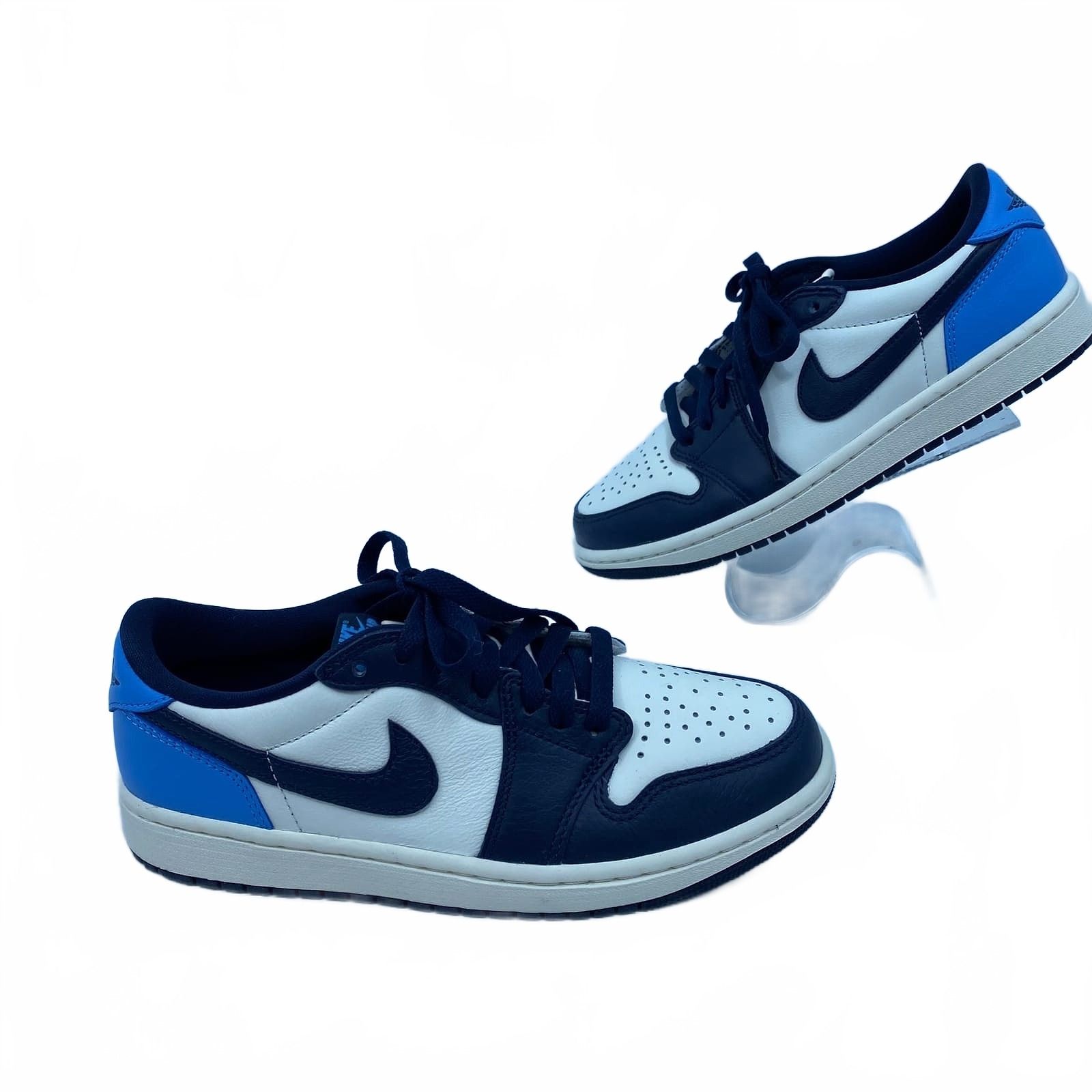Nike White-Blue Jordan Retro 1 Low Sneakers