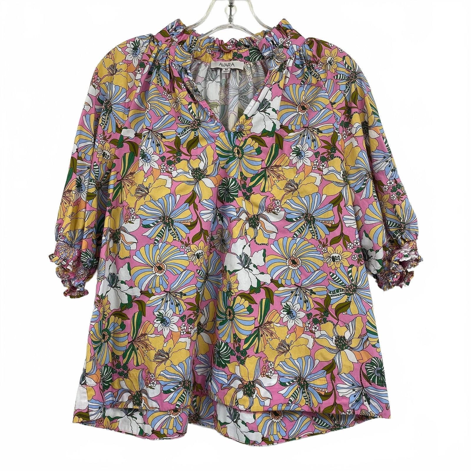 Avara Pink Yellow Floral Blouse