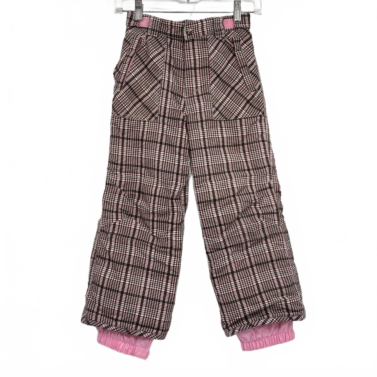 Cherokee Pink Brown Plaid Snow Pants
