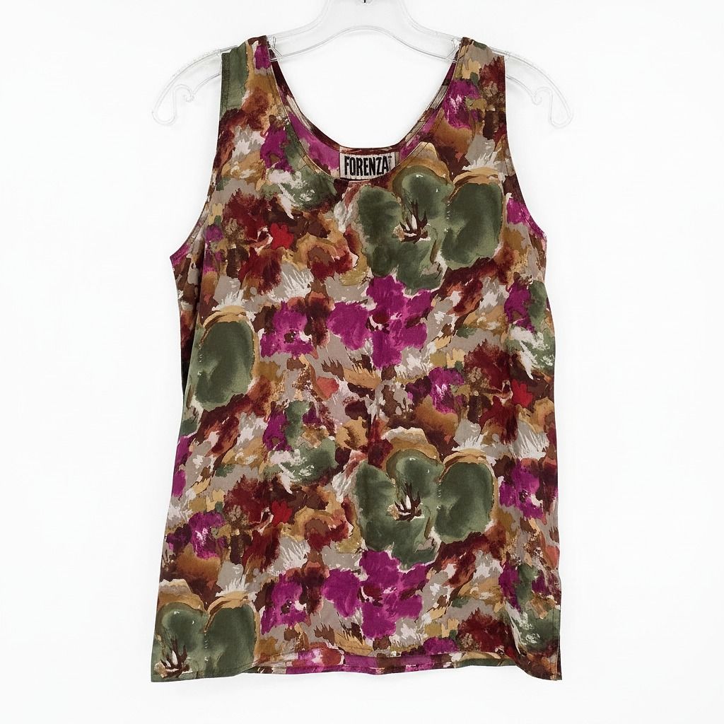 Forenza Purple Floral Silk Tank Top