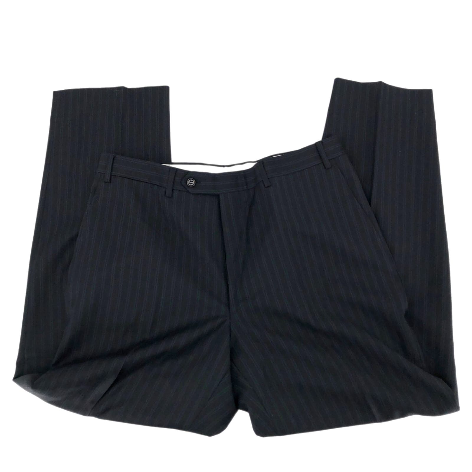 Canali Blue Striped Wide-Leg Dress Pants