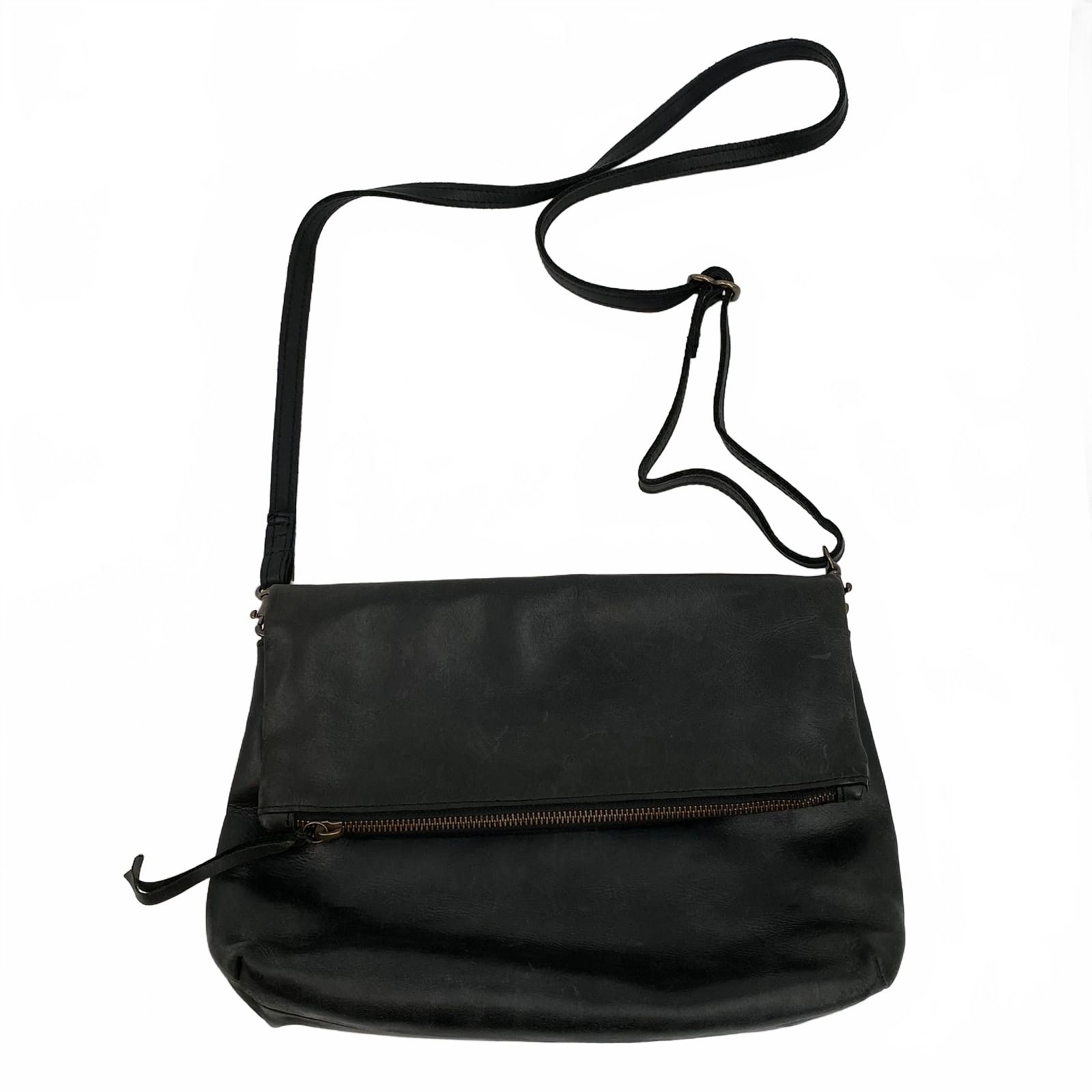 Able Black Leather Crossbody Bag