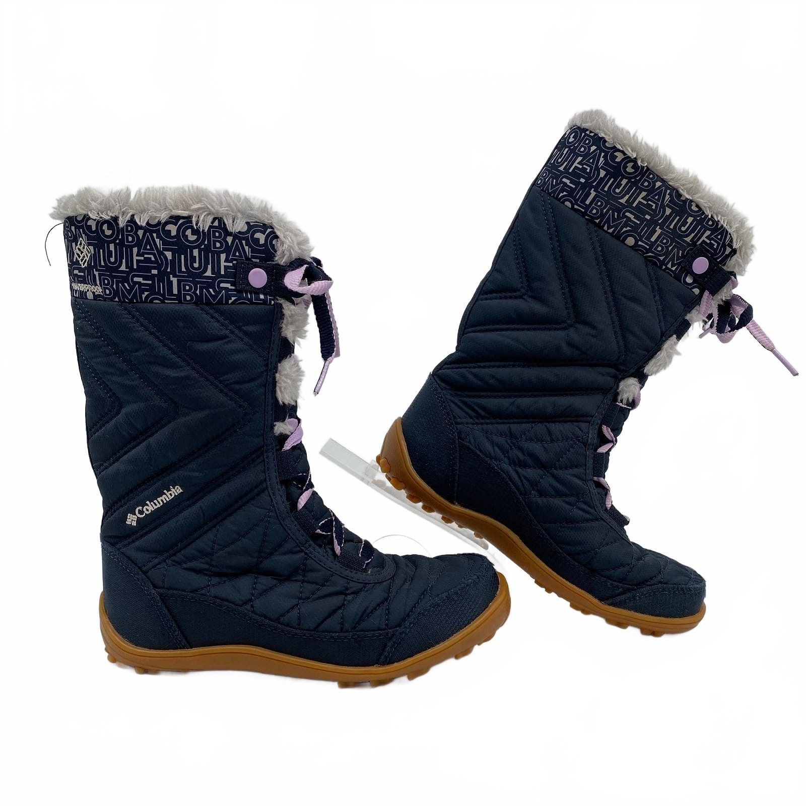 Columbia Navy Purple Quilted Lace-Up Winter Boots