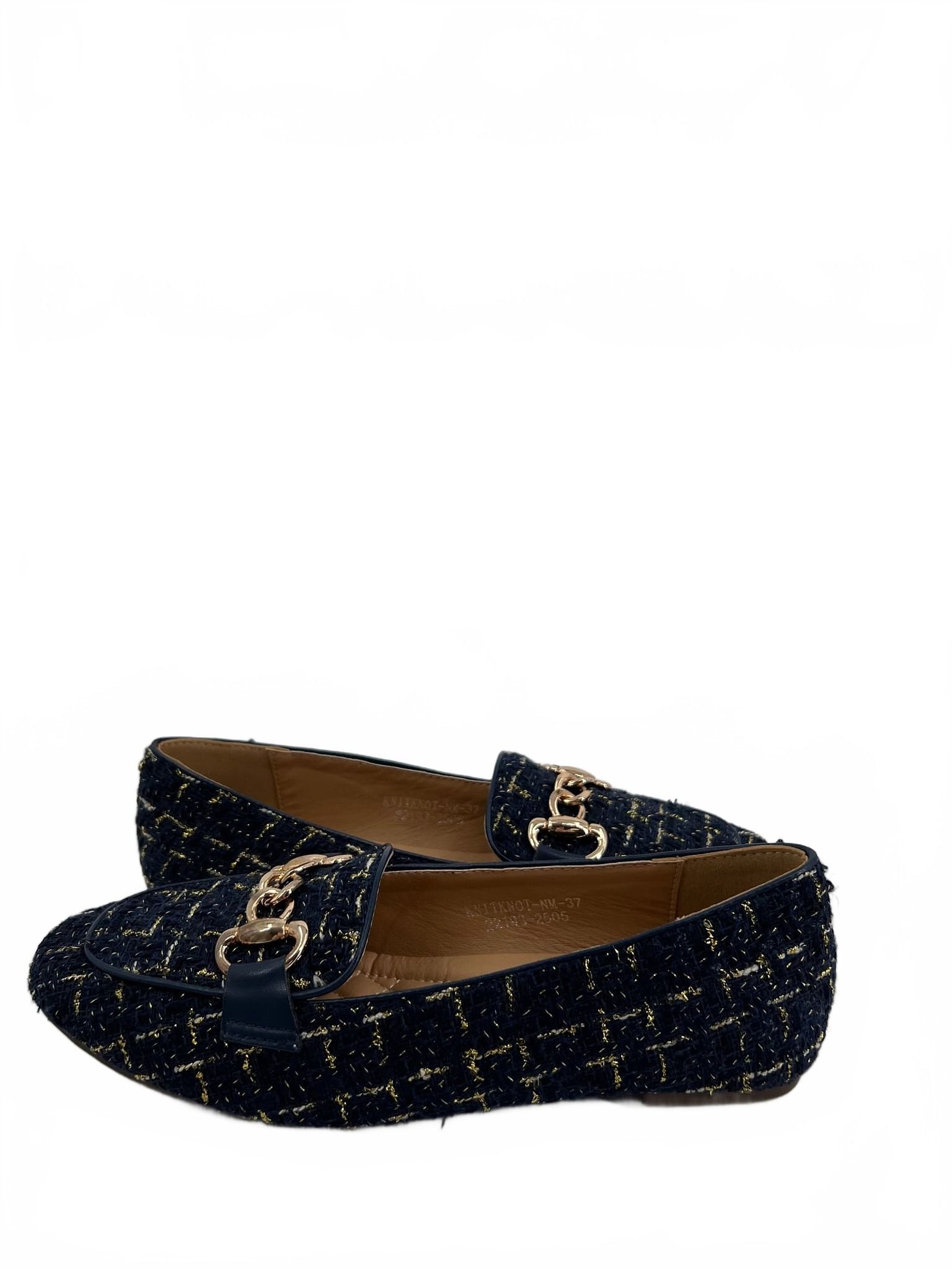 Patrizia Navy/Gold Flat Loafers