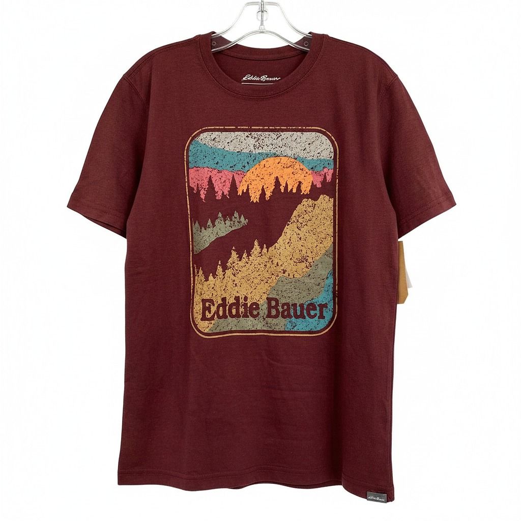 Eddie Bauer Maroon Mountain Graphic Short Sleeve Tee