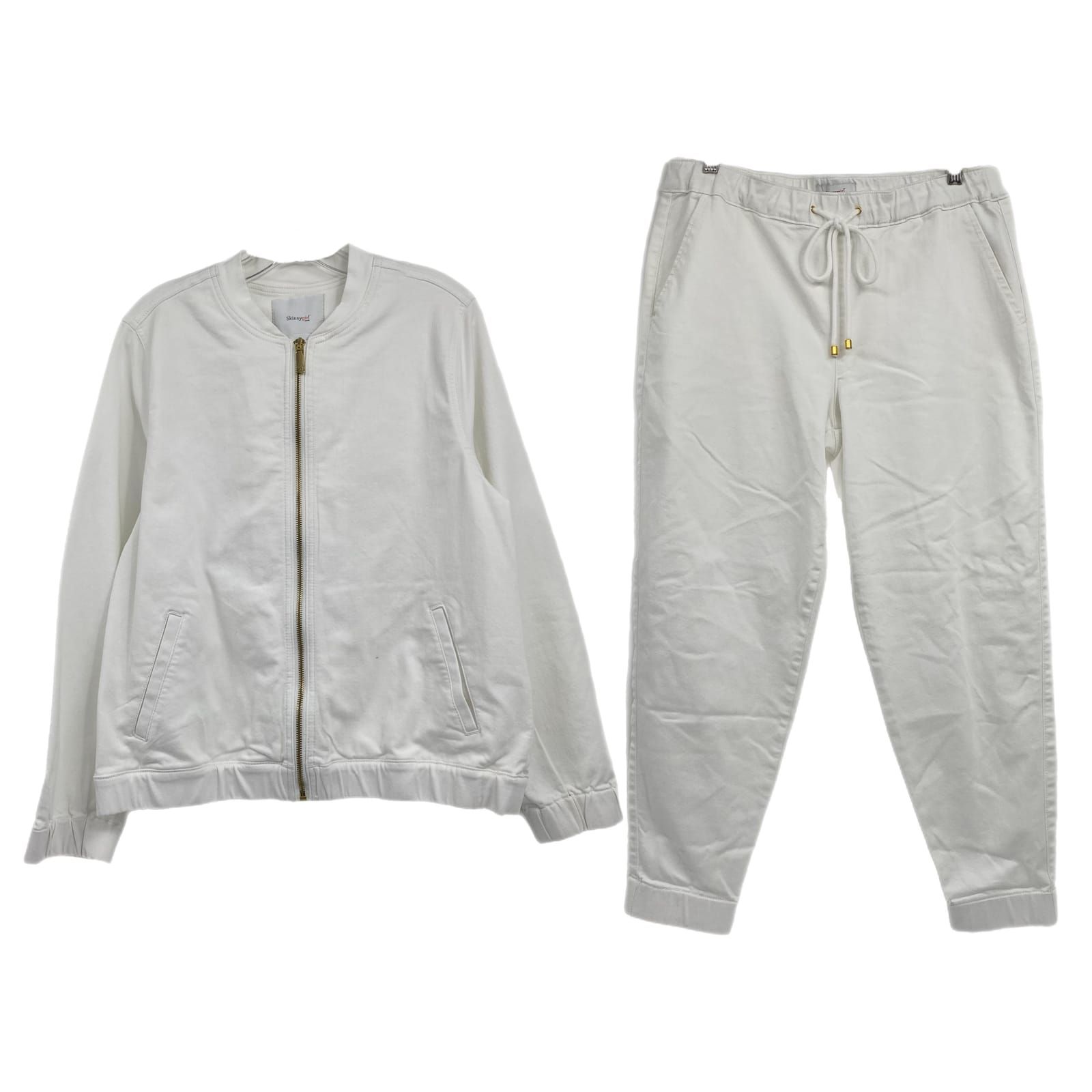 Skinny Girl White Denim Joggers & Zip-Up Jacket Set