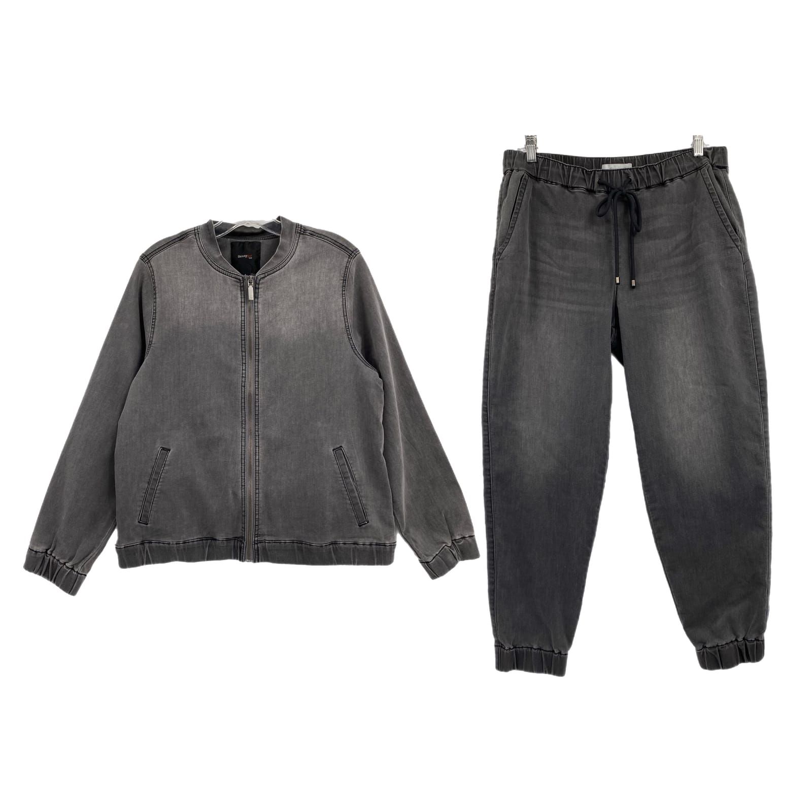 Skinny Girl Gray Denim Joggers & Zip-Up Jacket Set