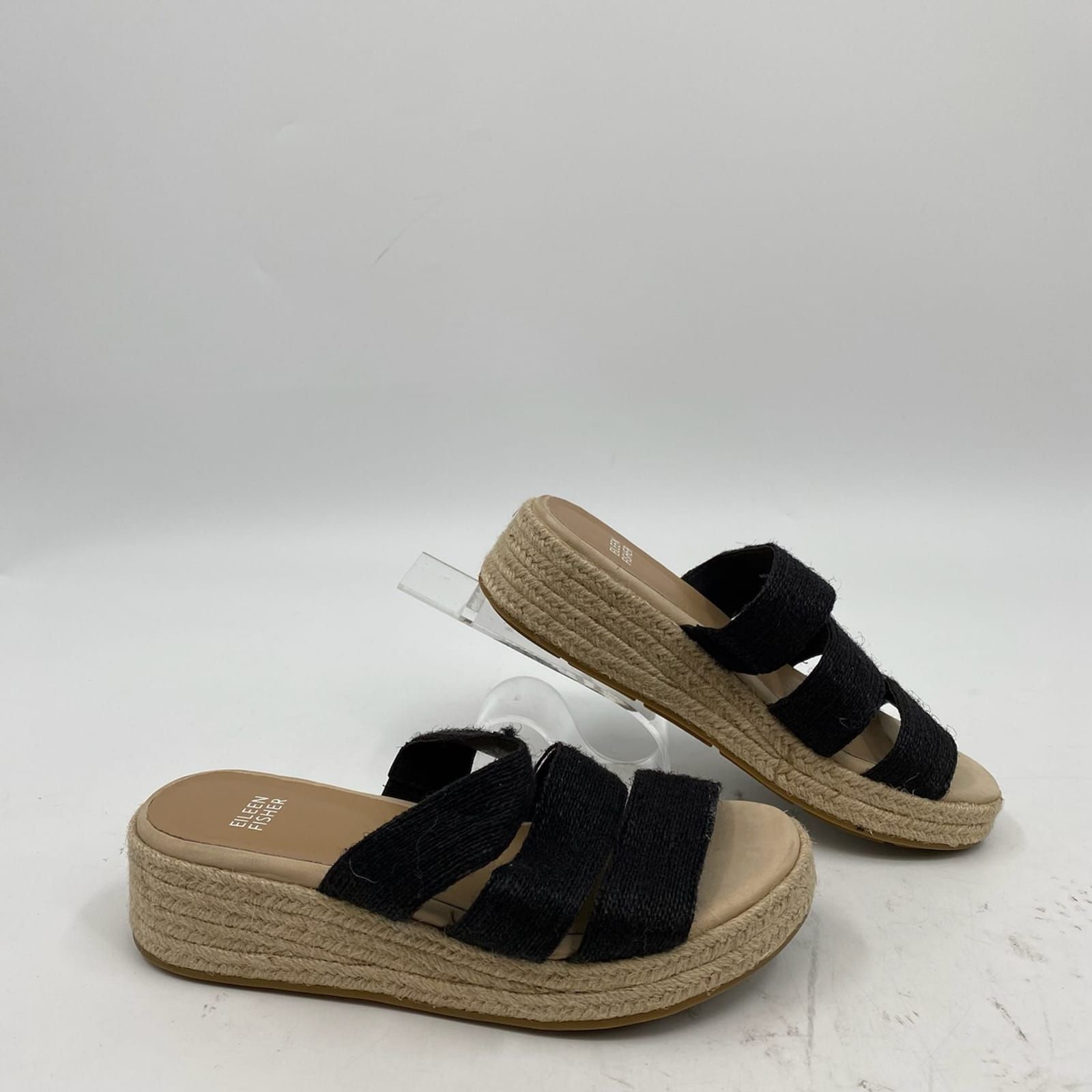 Eileen Fisher Black Triple Band Espadrille Platform