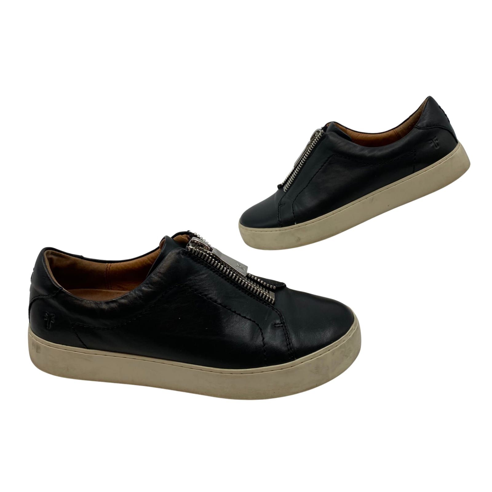 Frye Black Leather Zip-Up Sneakers