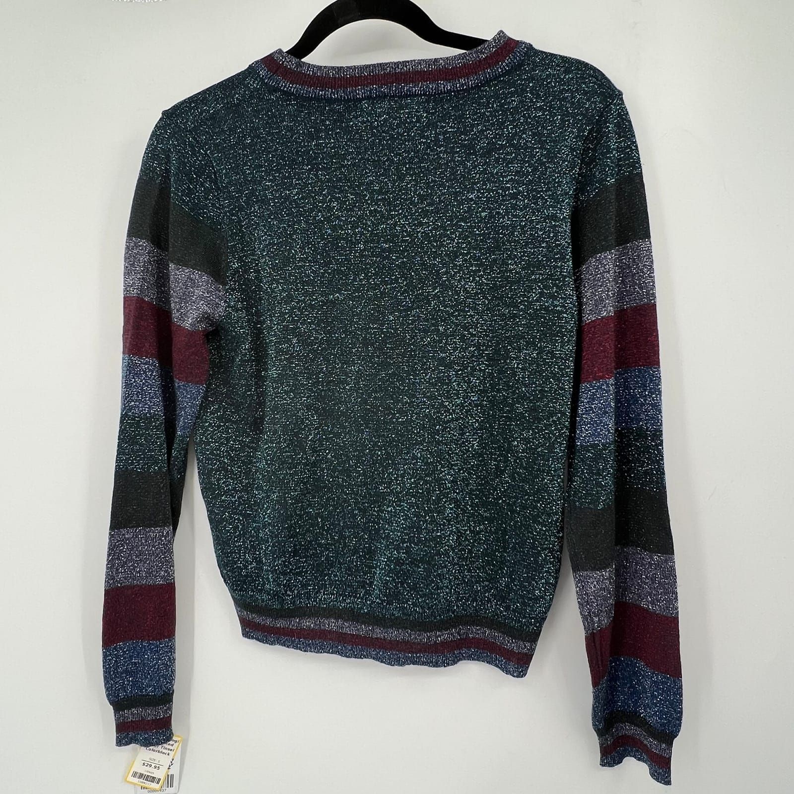 Anthropologie Glitter Tinsel Colorblock Long Sleeve Tee