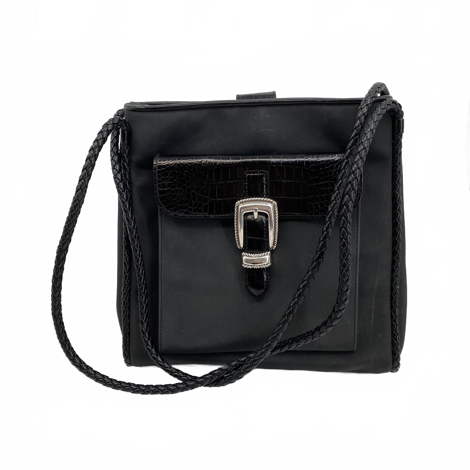 Brighton Black Nylon Leather Shoulder Bag