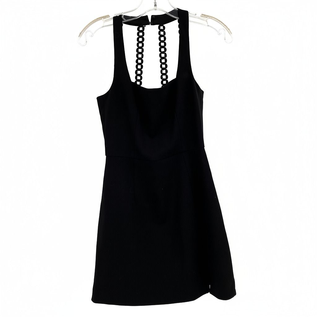 French Connection Black Midi Dress Chain Detail