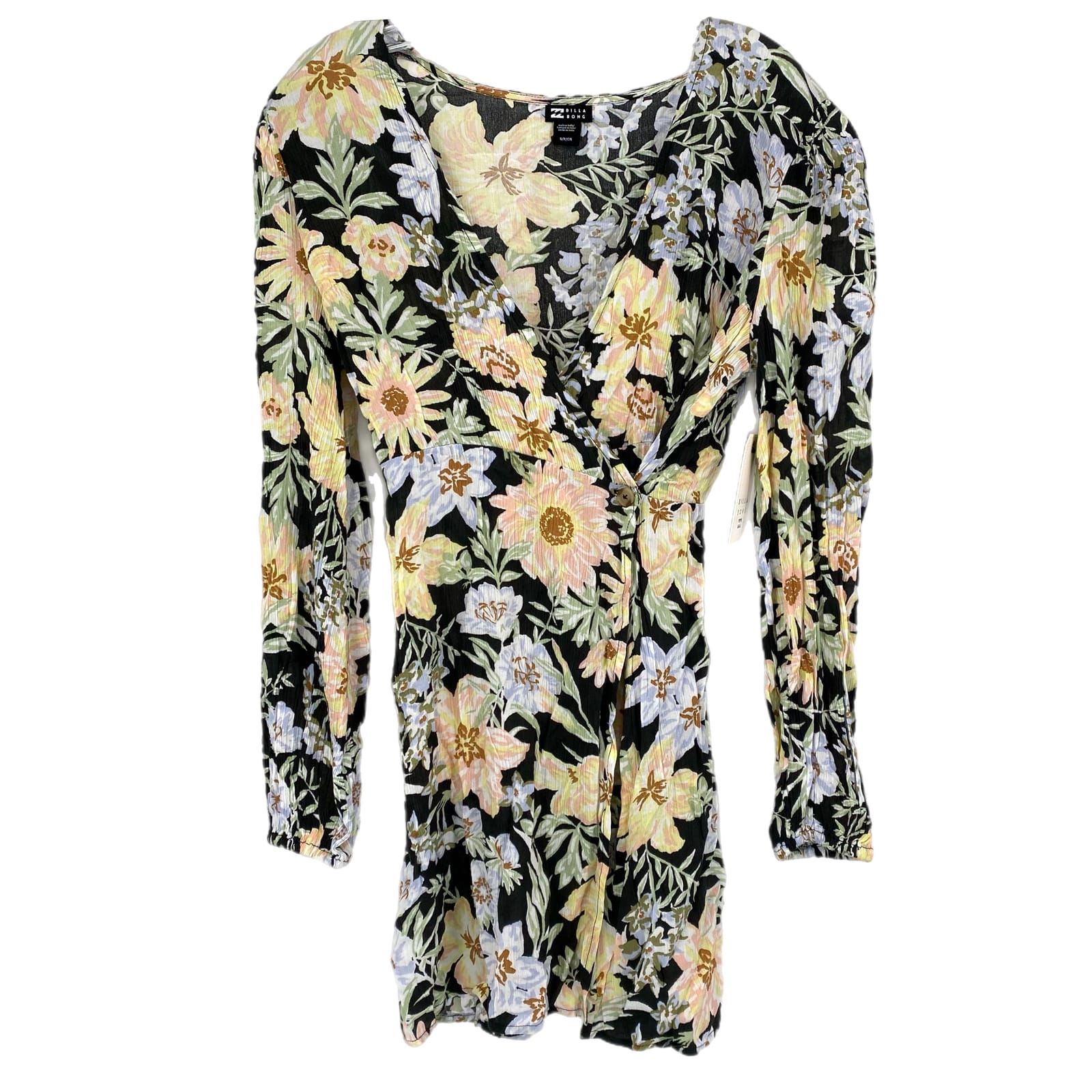 Billa Bong Black Floral Wrap Mini Dress