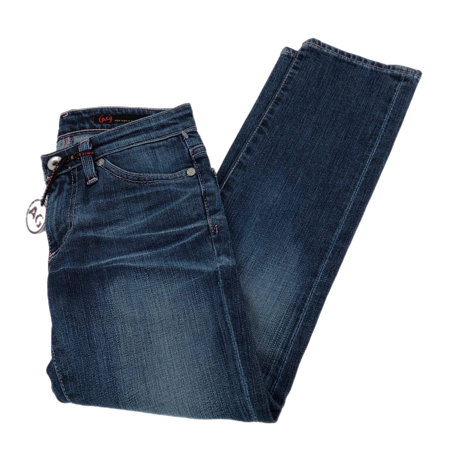Ag Adriano Goldschmied Blue Low Rise Straight Leg Jeans