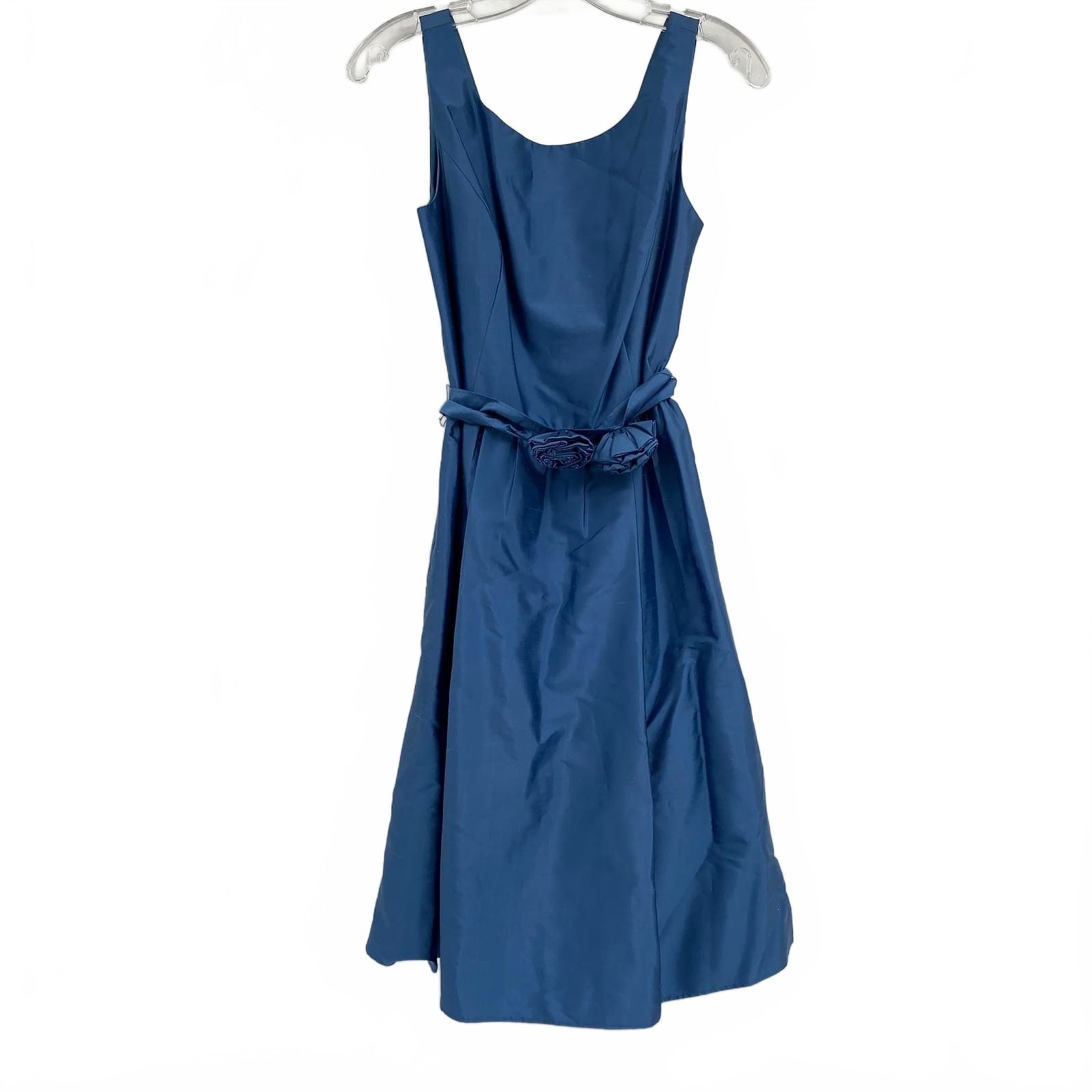Ann Taylor Blue Silk Belted Mini Dress