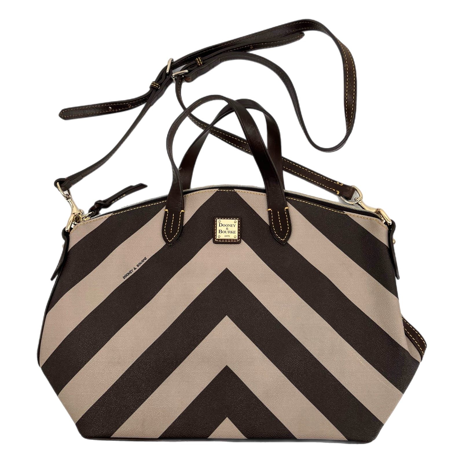 Dooney & Bourke Brown Chevron Leather Tote