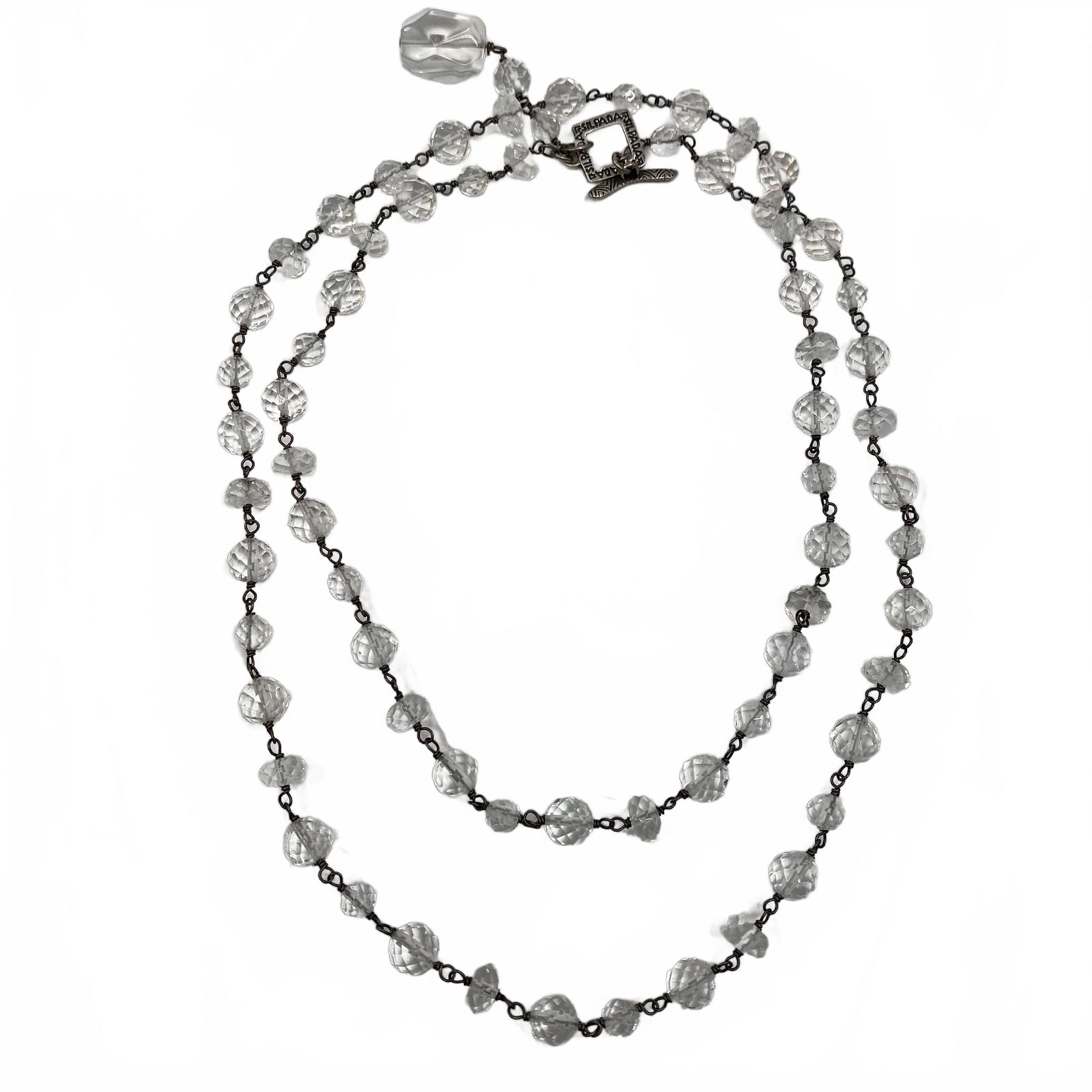 Silpada Silver Clear Crystal Beaded Necklace