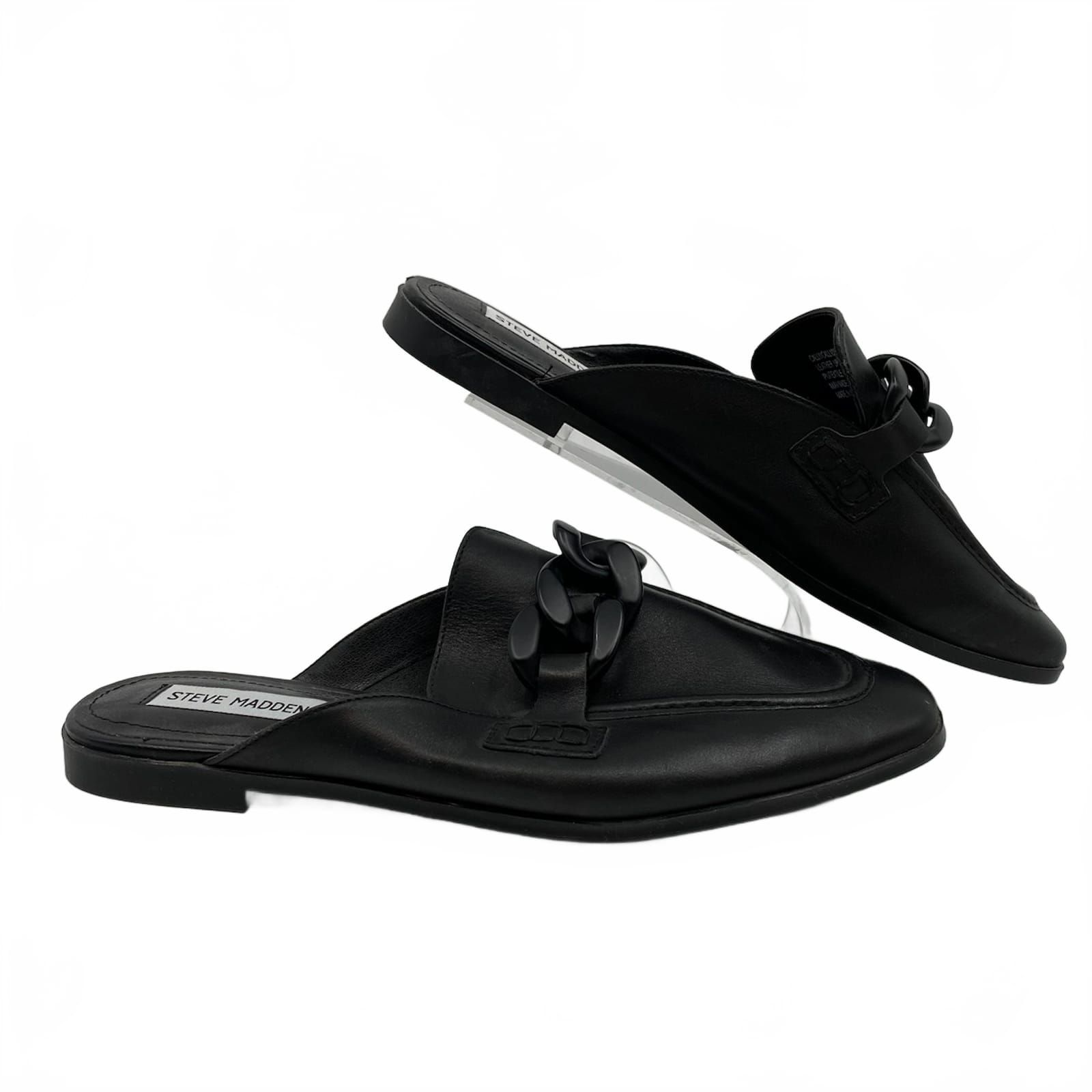 Steve Madden Black Chain Mule Loafers