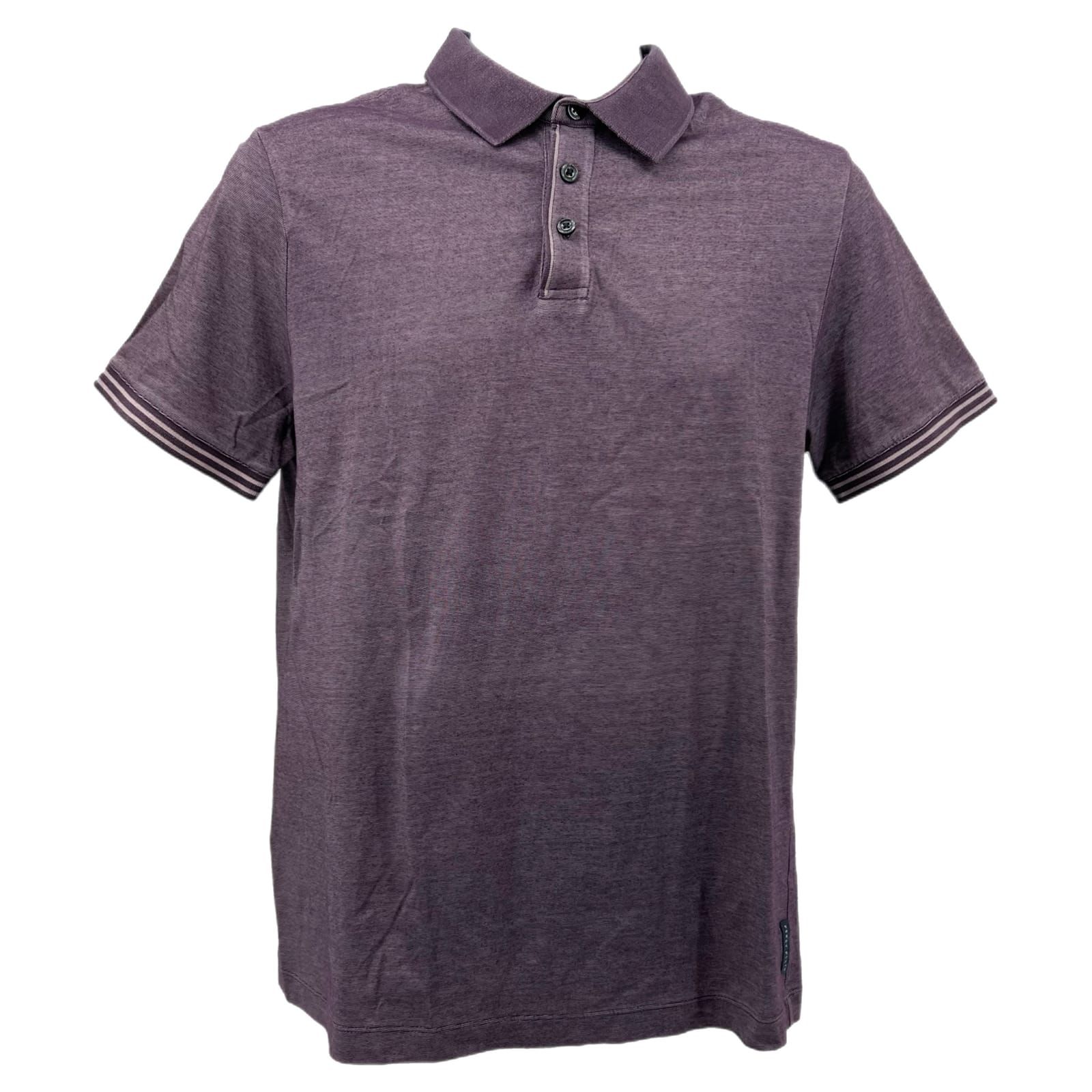 Perry Ellis Purple Striped Short Sleeve Polo