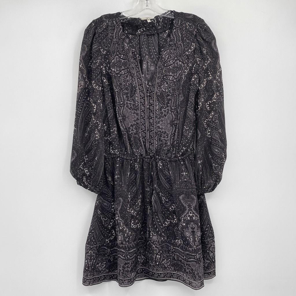 Joie Gray Black Paisley Mini Dress