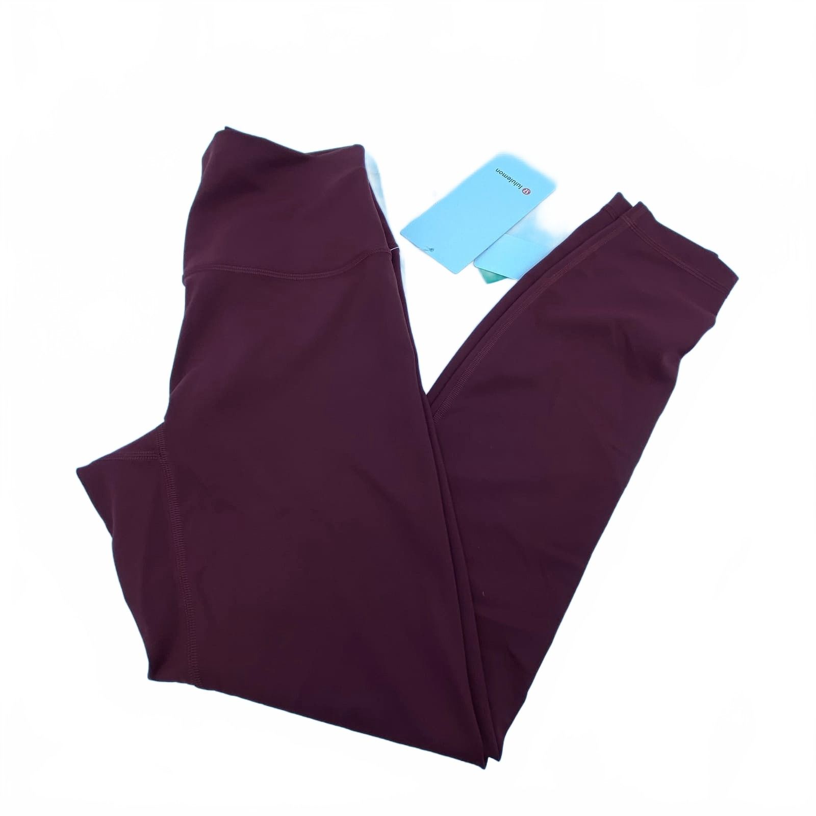 lululemon Burgundy Wunder Train No Line HR 25”