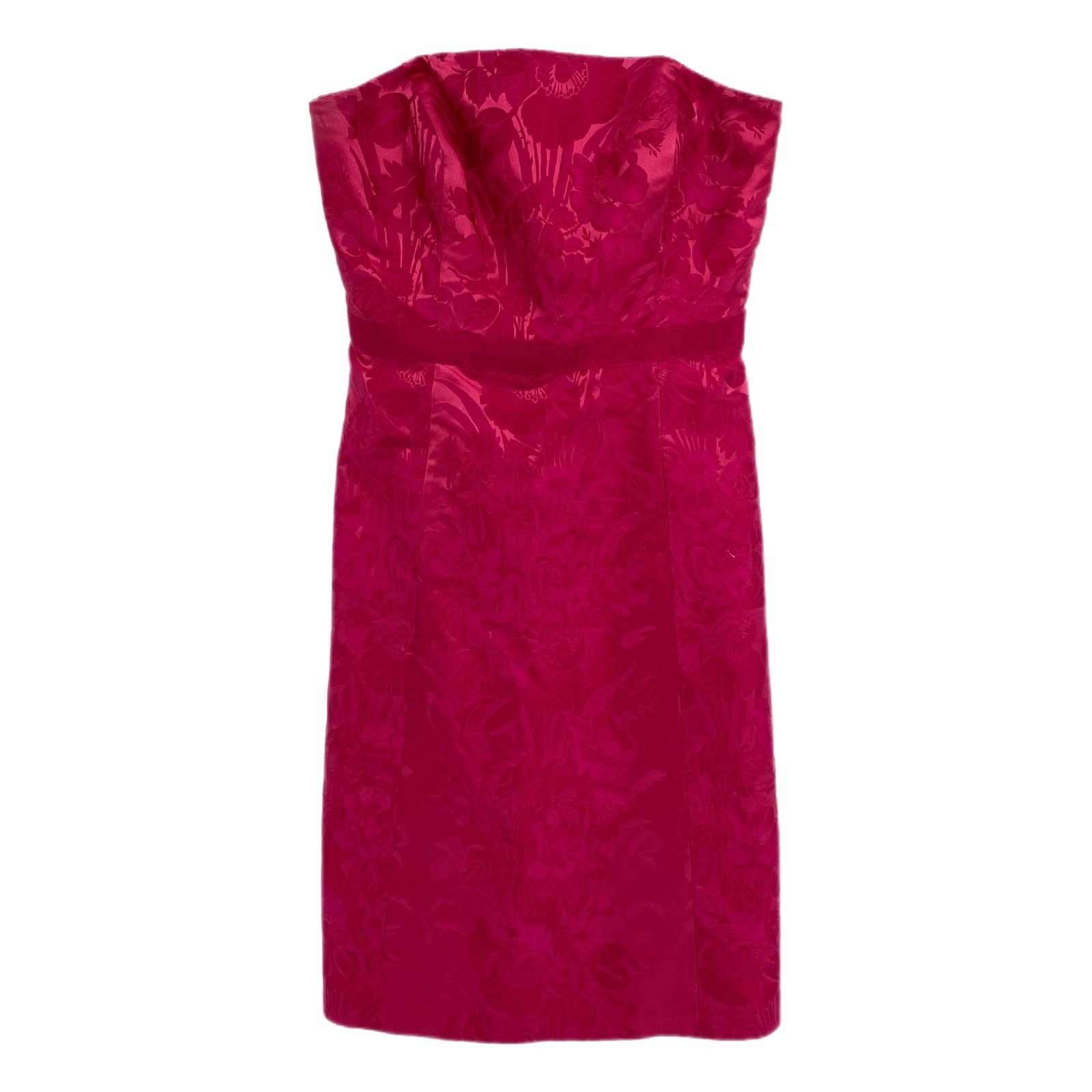 Ann Taylor Pink Satin Jacquard Strapless Mini Dress