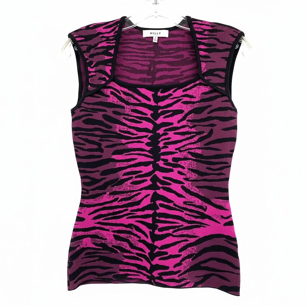 Milly Purple Black Zebra Print Knit Tank