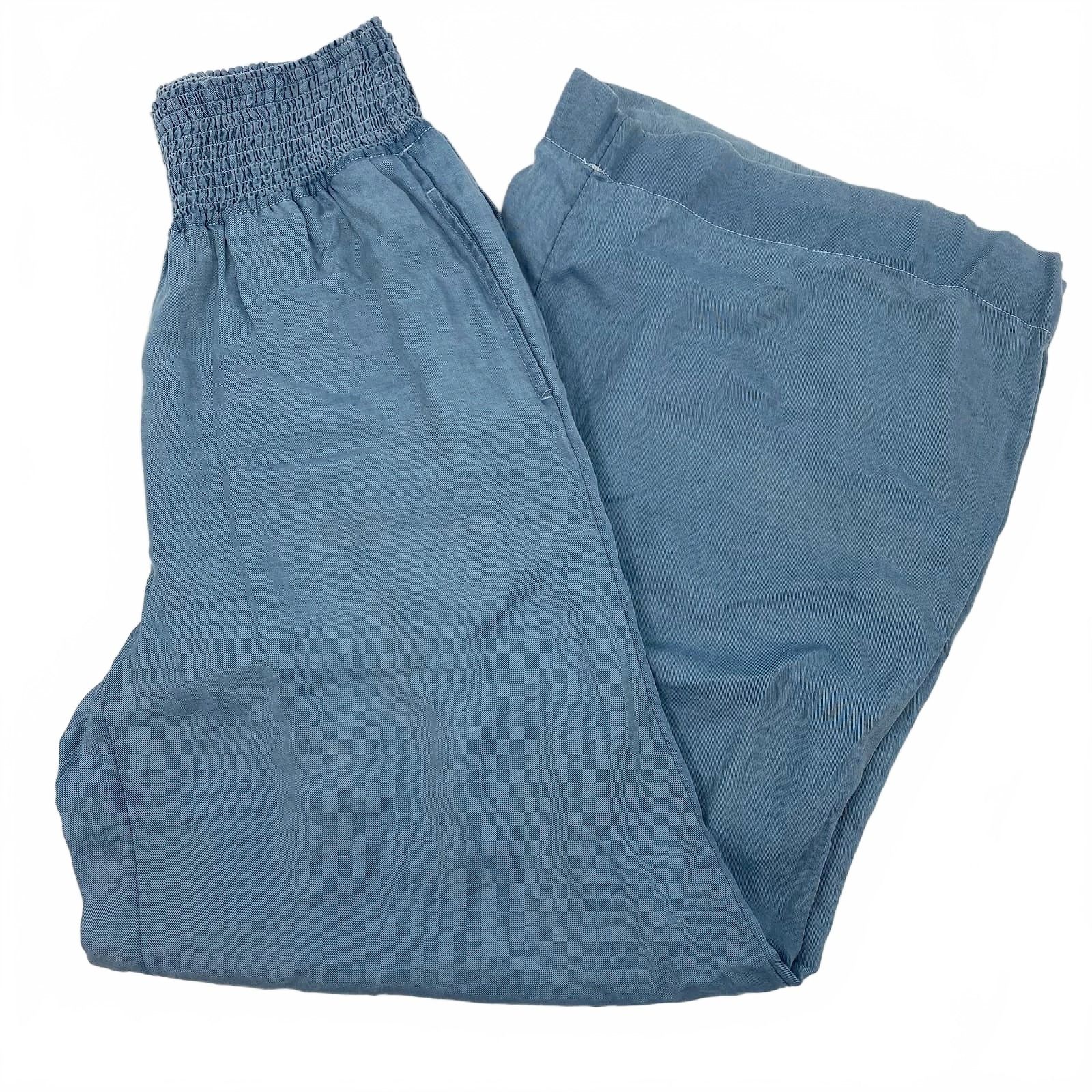 Joie Light Blue Lyocell Wide Leg Elastic Waist Pants