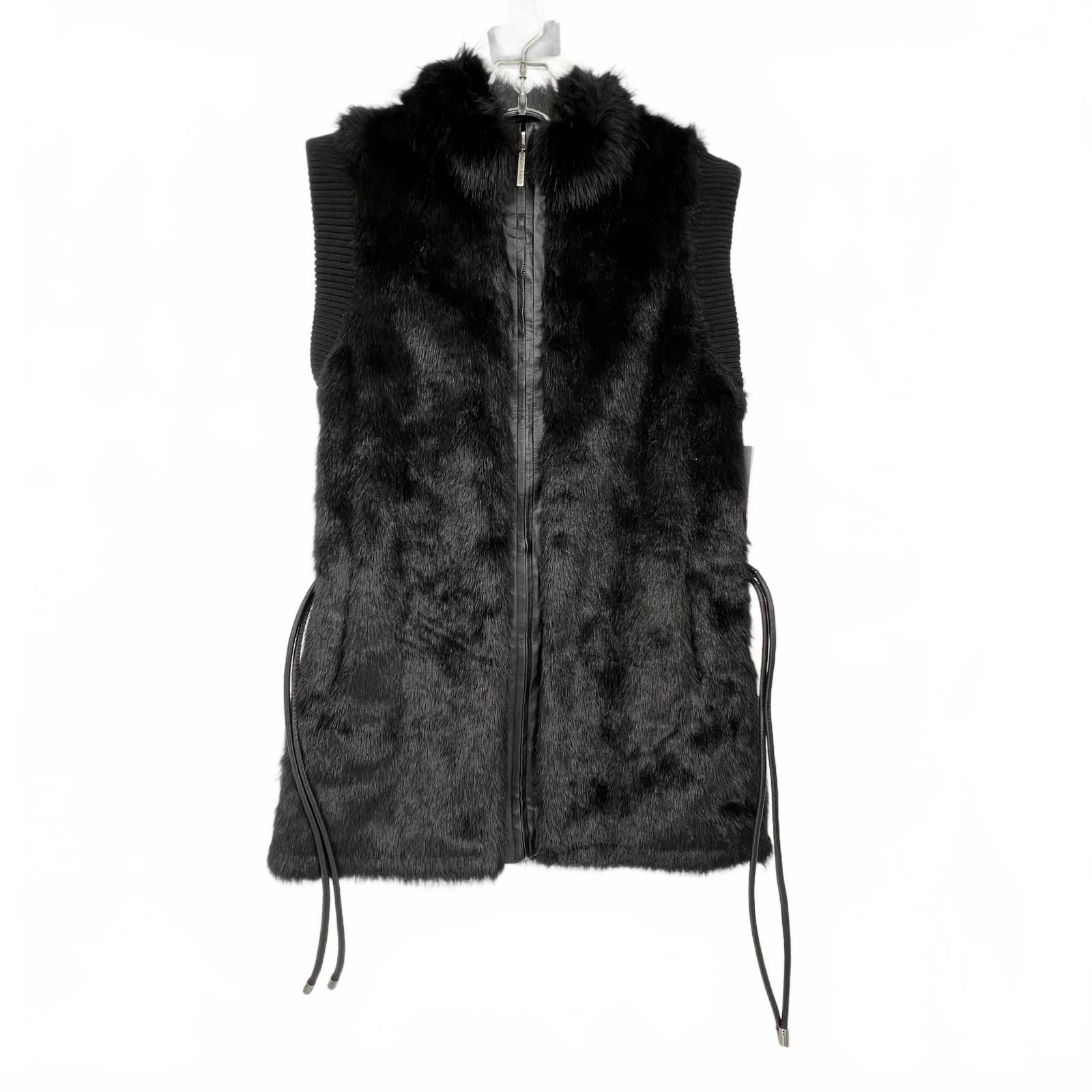 Hillary Radley Black Faux Fur Vest