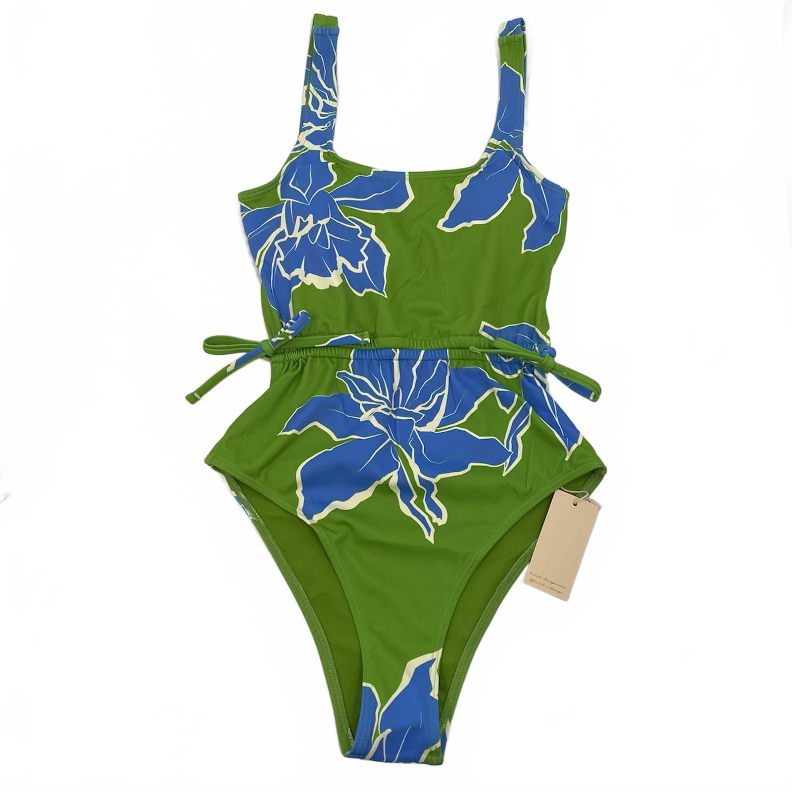 Hutch Green Blue Mendes Floral Cut-Out One Piece Swimsuit