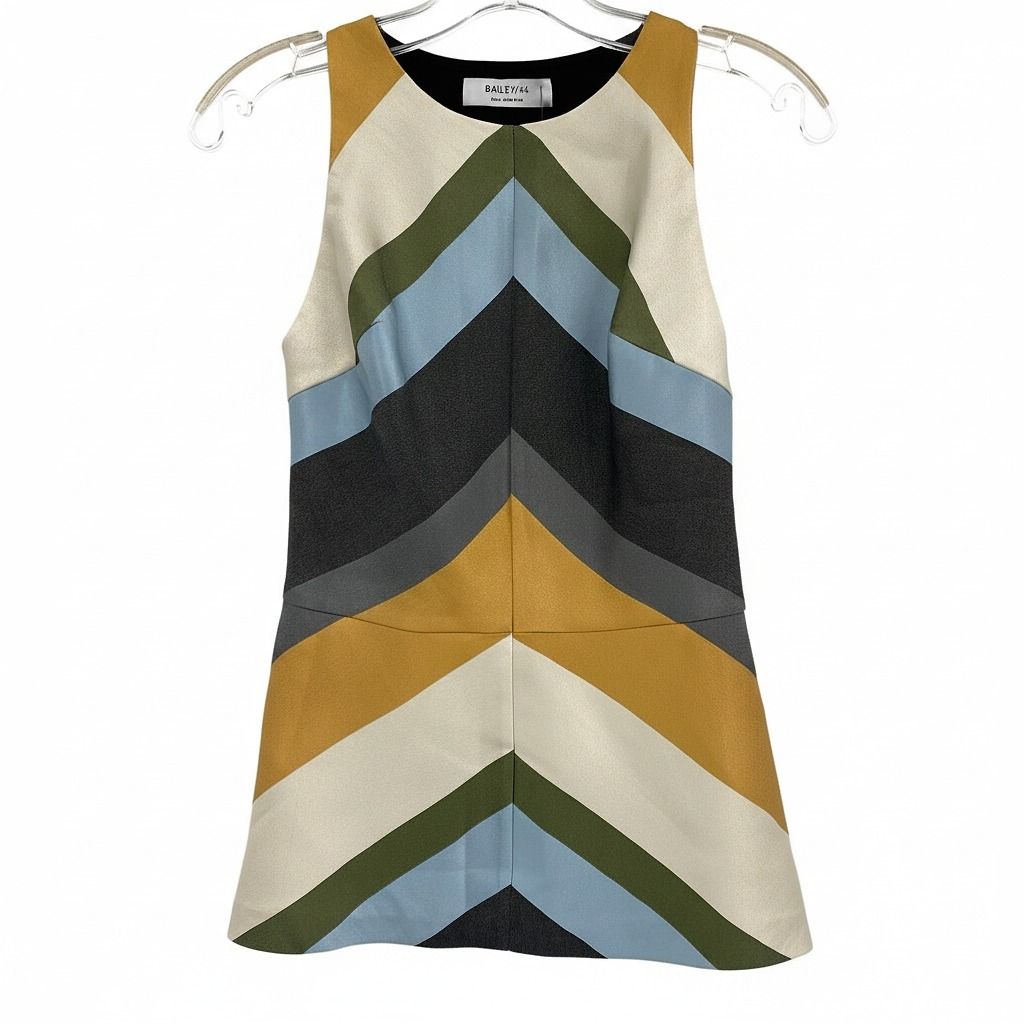 Bailey 44 Black Gold Blue Chevron Stripe Tank