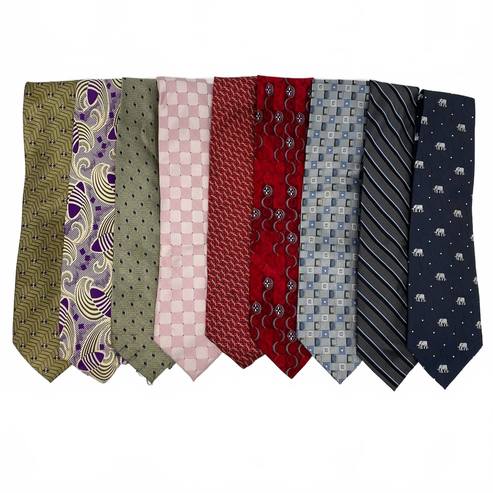 Various Brands Silk Tie Set Blue/Red/Gold/Beige/Pink