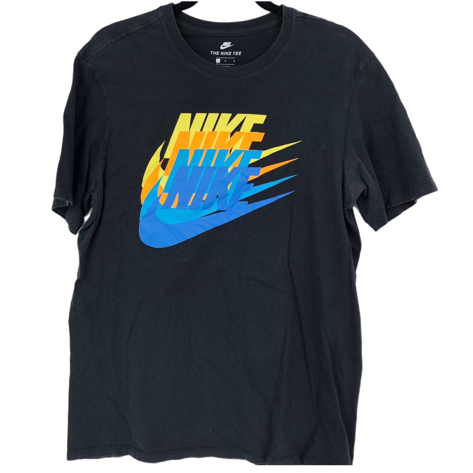 Nike Black Blue Short Sleeve Tee Round Neck Pullover