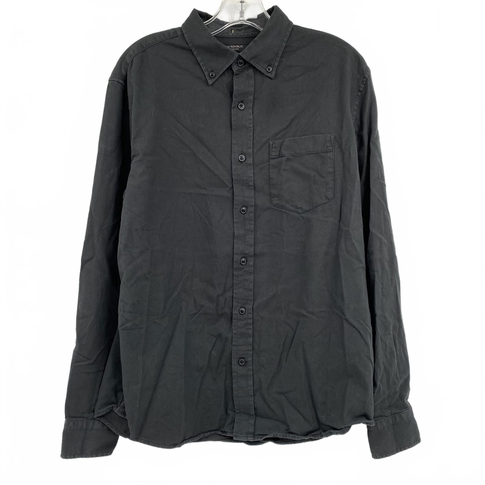 Banana Republic Black Organic Cotton Long Sleeve Button Down Shirt