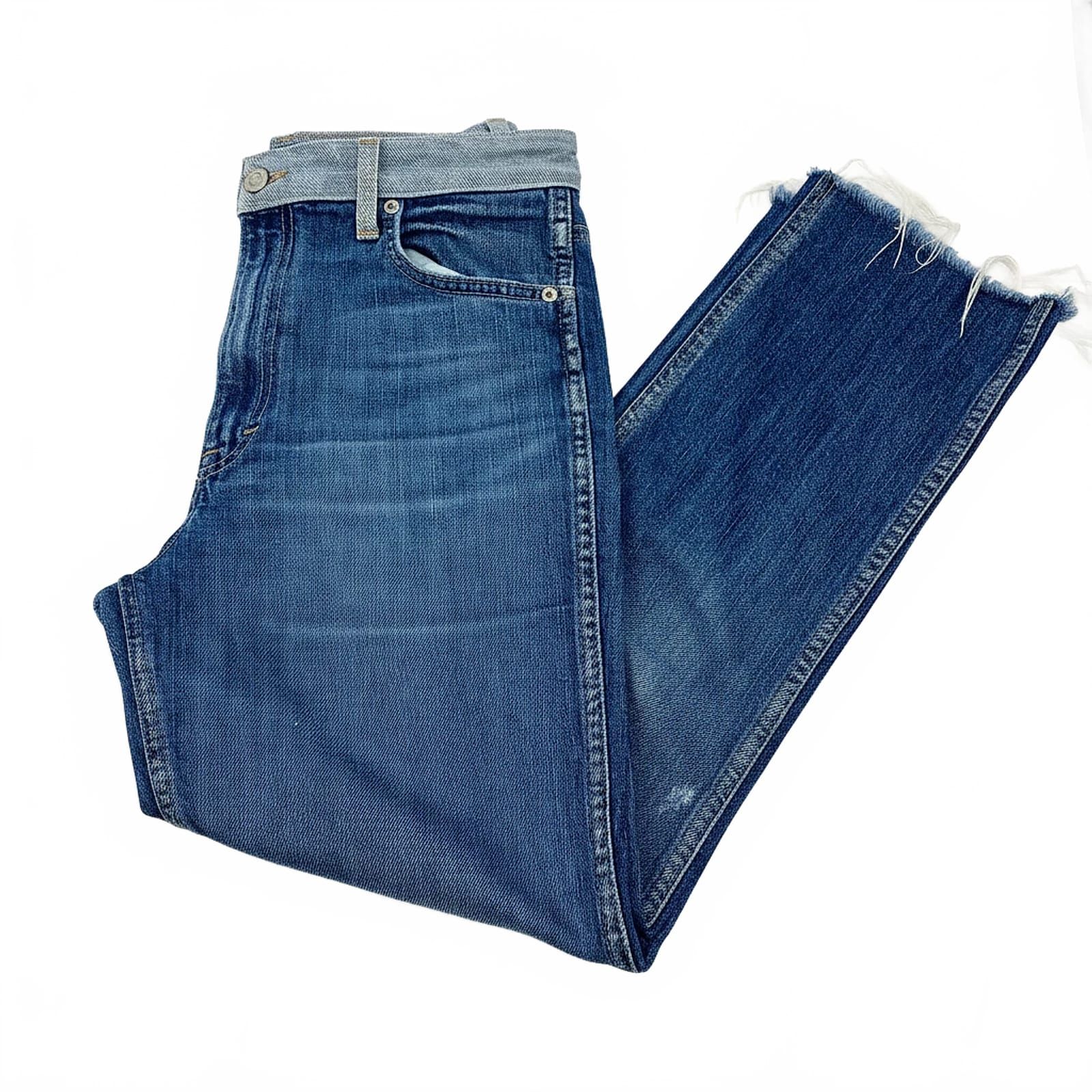 Lucky Brand Blue Cotton Blend Straight Leg Jeans