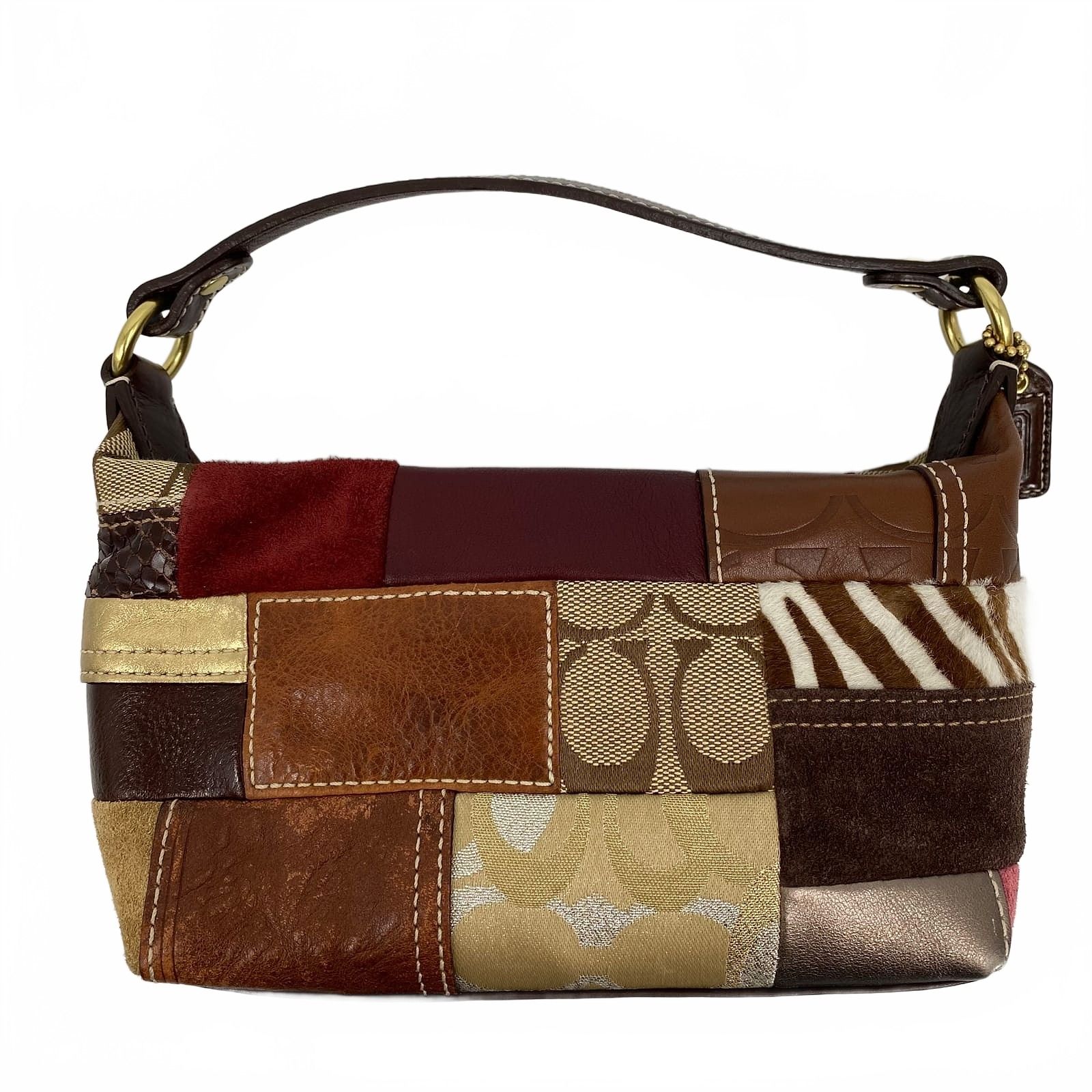 Coach Brown Gold Y2K Patchwork Mini Bag