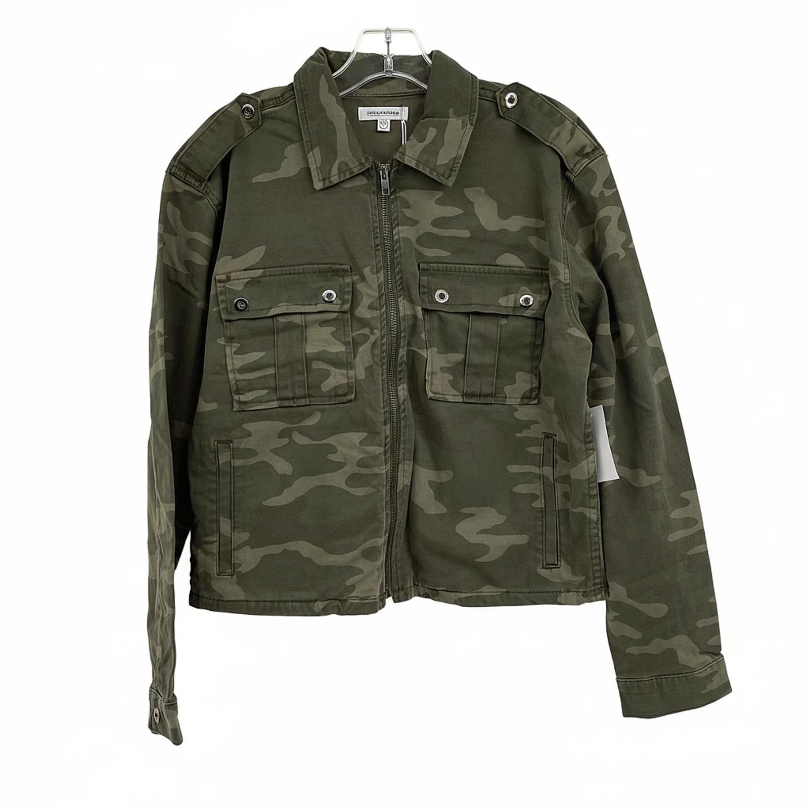 Good American Green Cotton-Blend Utility Jacket