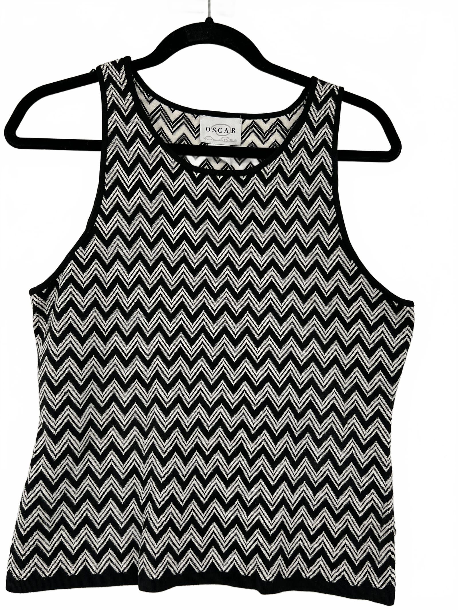 Oscar de la Renta Tank Top White Chevron Knit