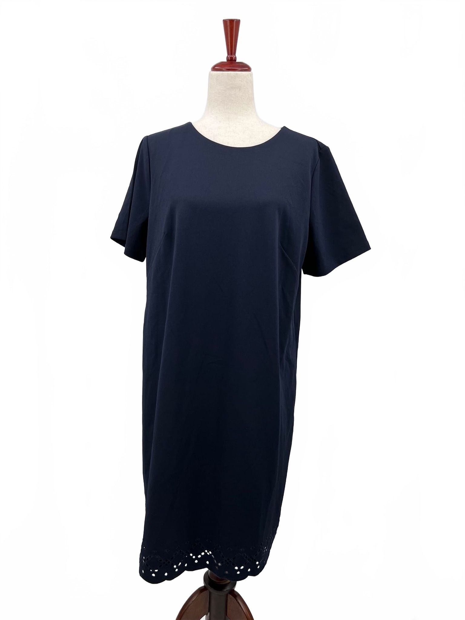 Ann Taylor Navy Midi Dress Scalloped Hem Plus