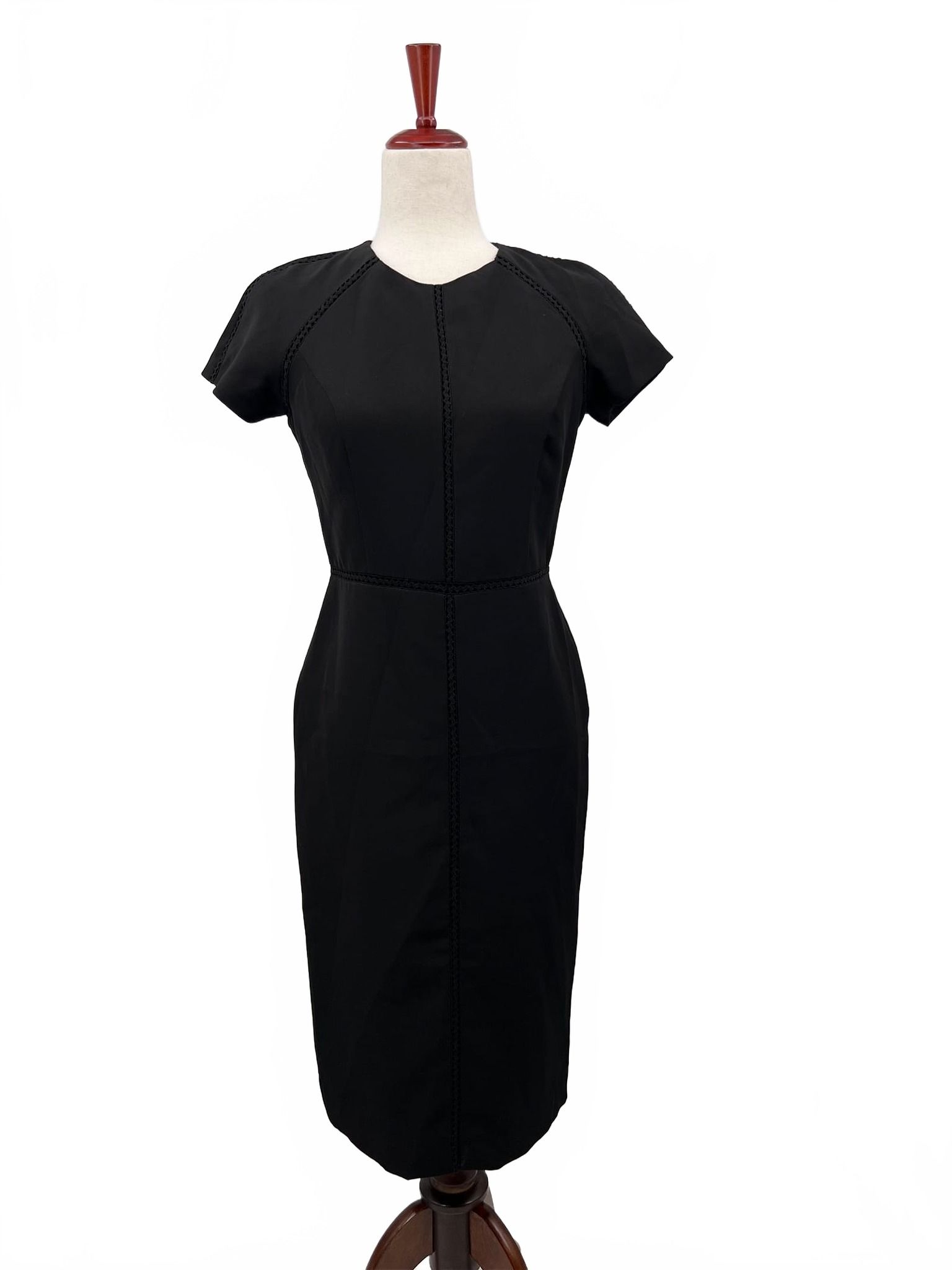 Maggy London Black Short Sleeve Midi Pencil Dress