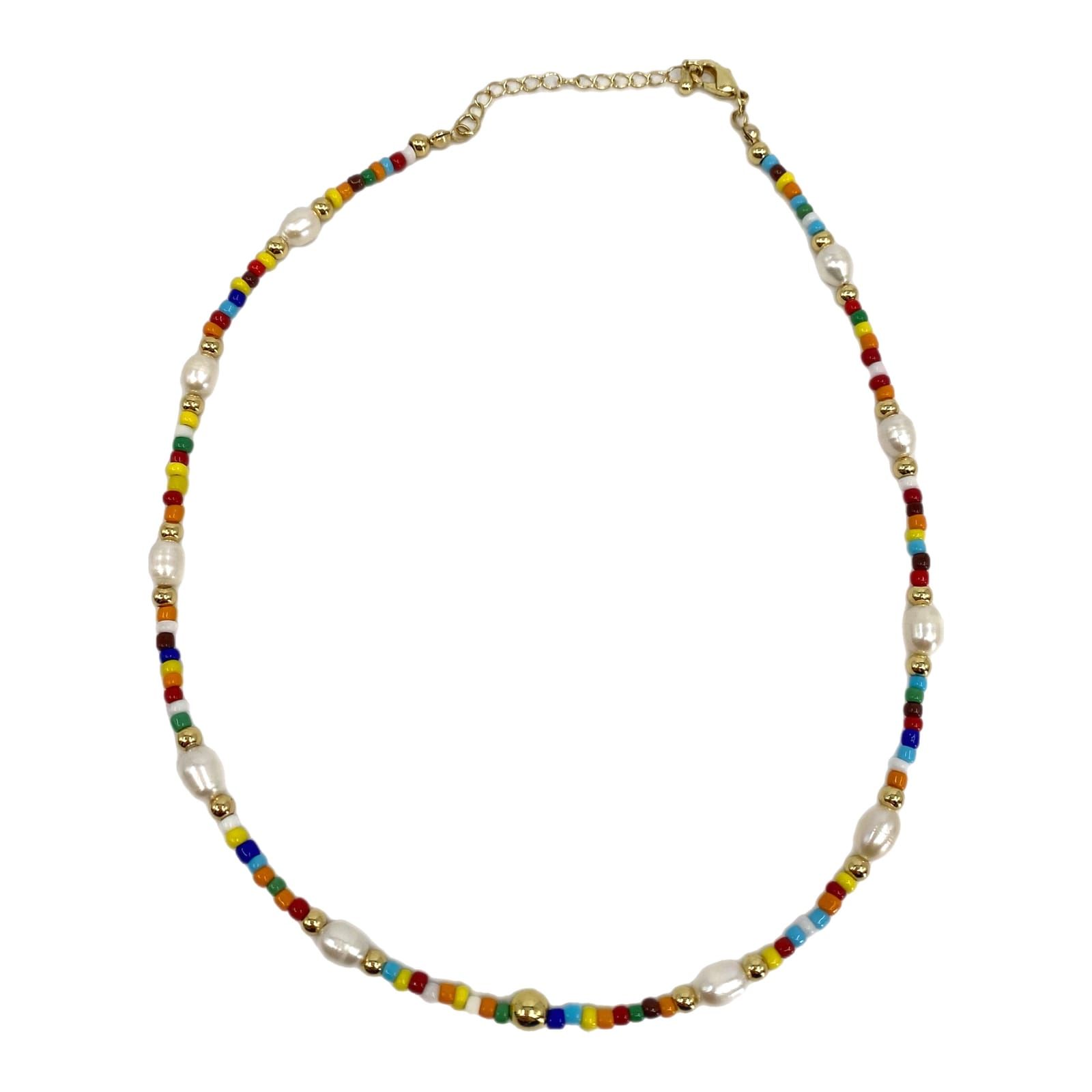 White Necklace Multicolored Freshwater Pearl Beaded Necklace