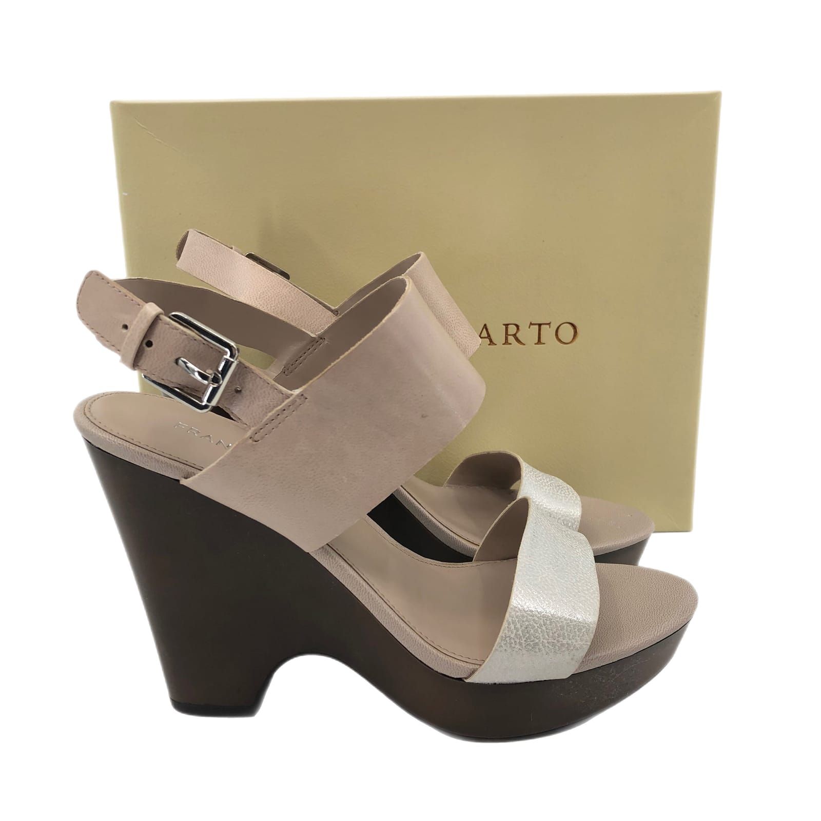 Franco Sarto Brown/Gray Open Toe Leather Sandals