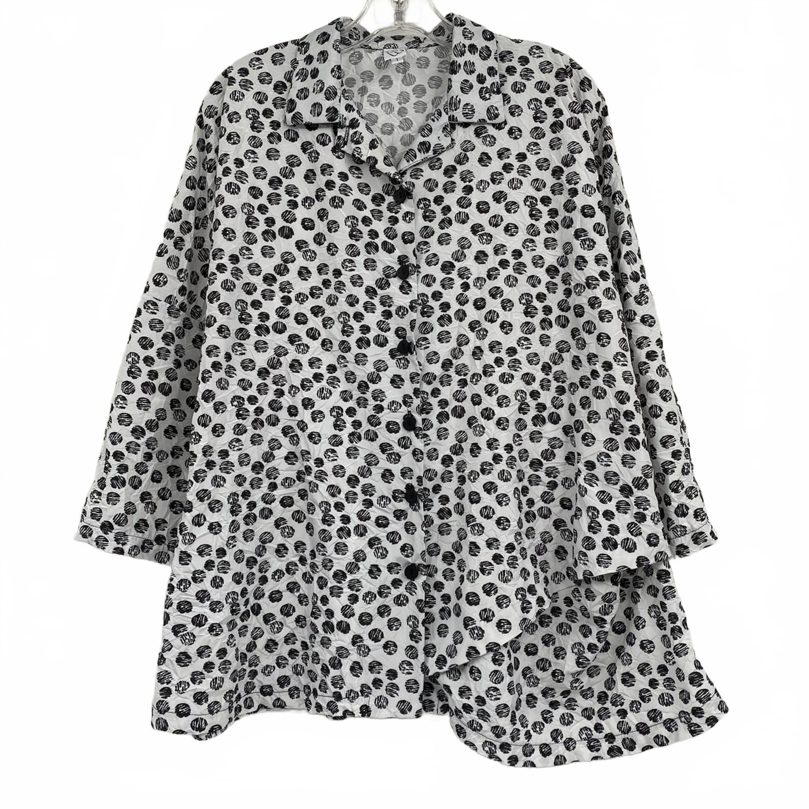 M Square White/Black Dot Print Button-Down Shirt