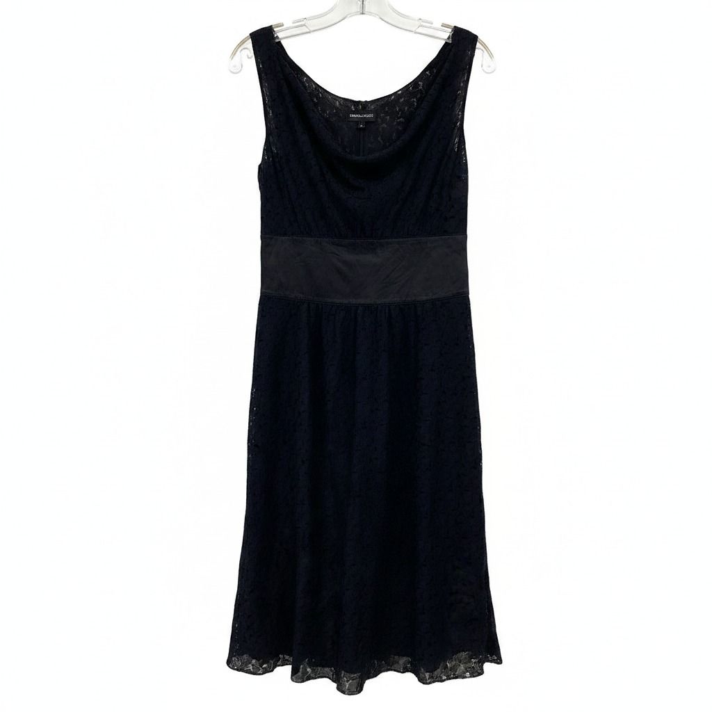 Emporio Armani Black Lacey Cowl Neck Mini Dress