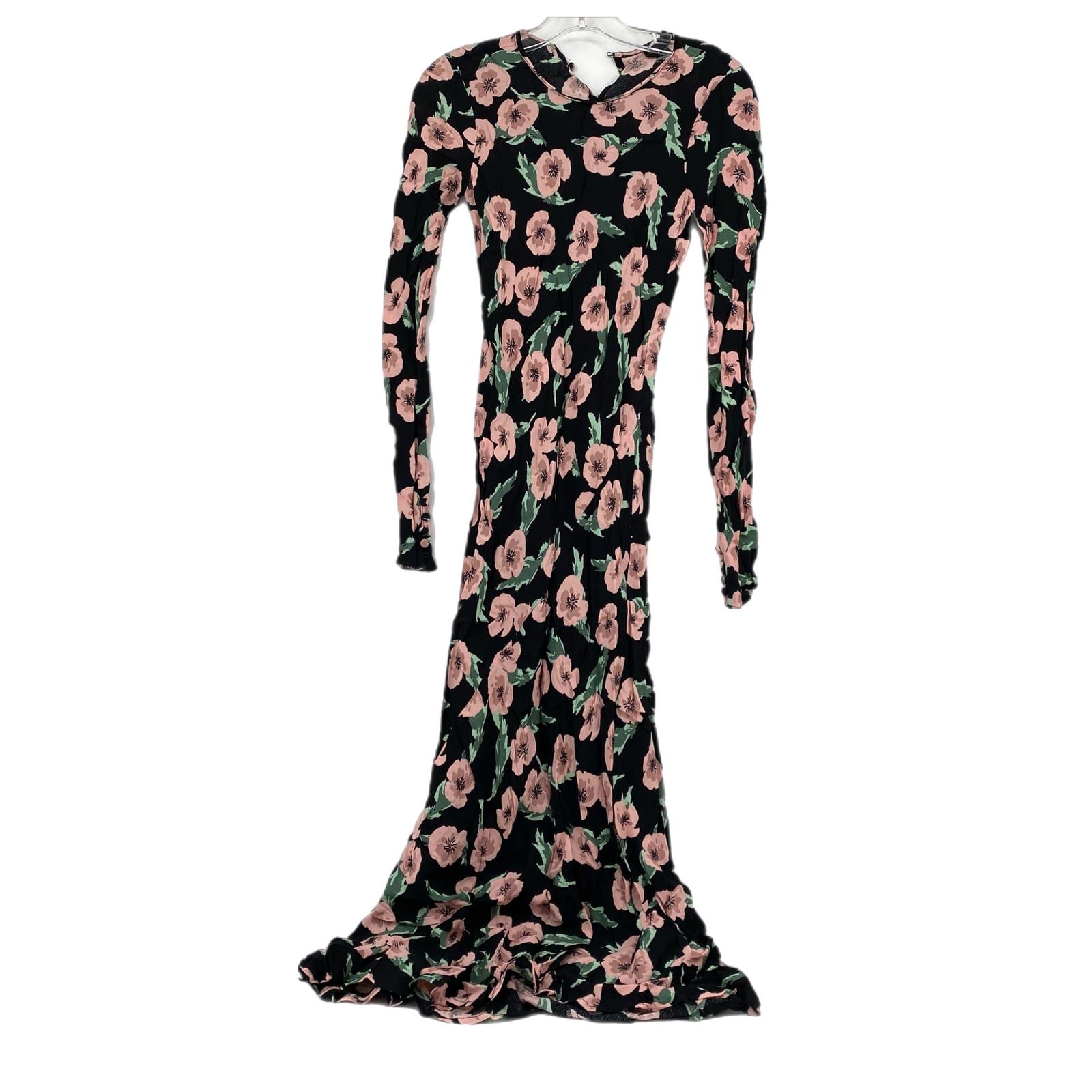 Zara Pink & Black Floral Maxi Dress