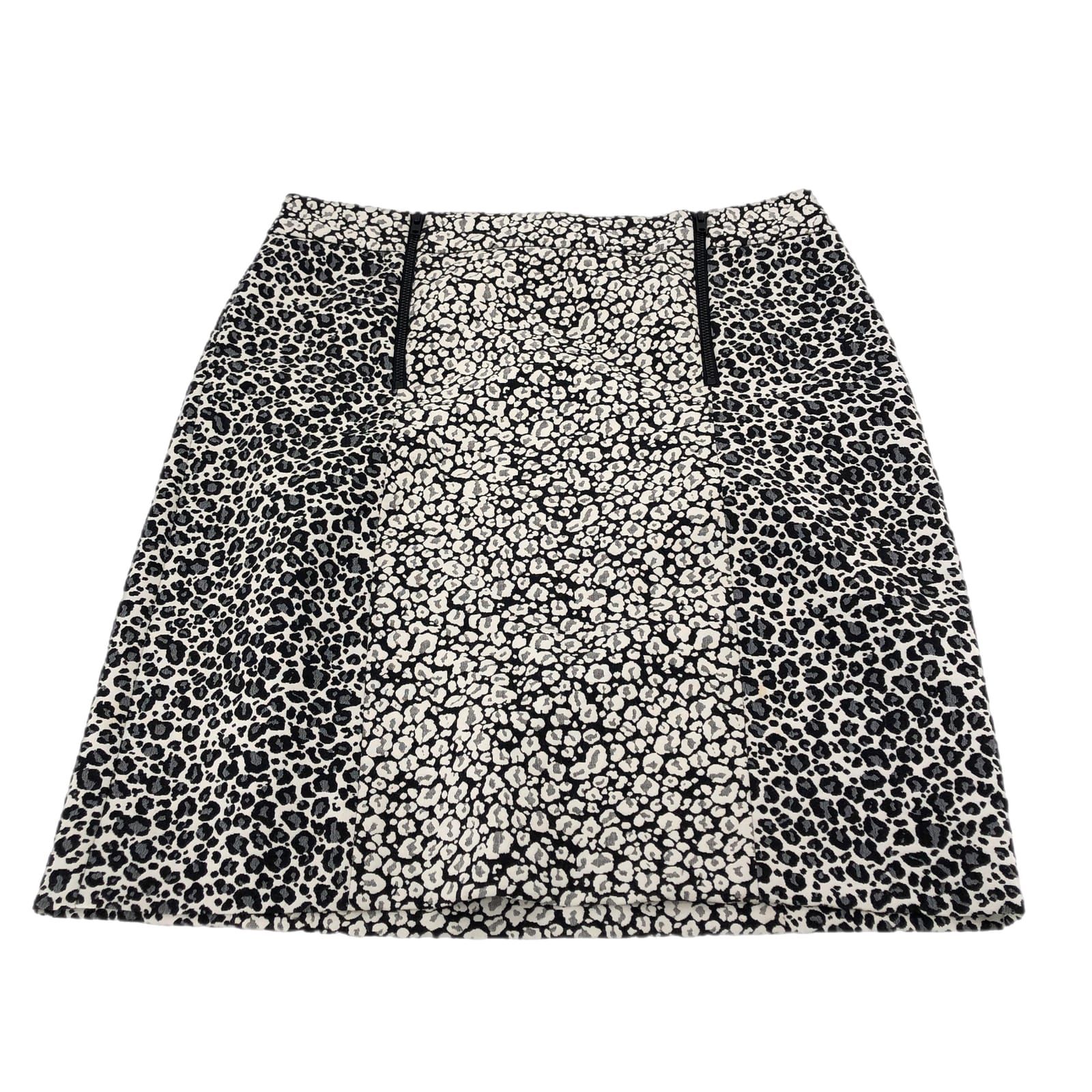 Ann Taylor Black & White Leopard Print Pencil Skirt