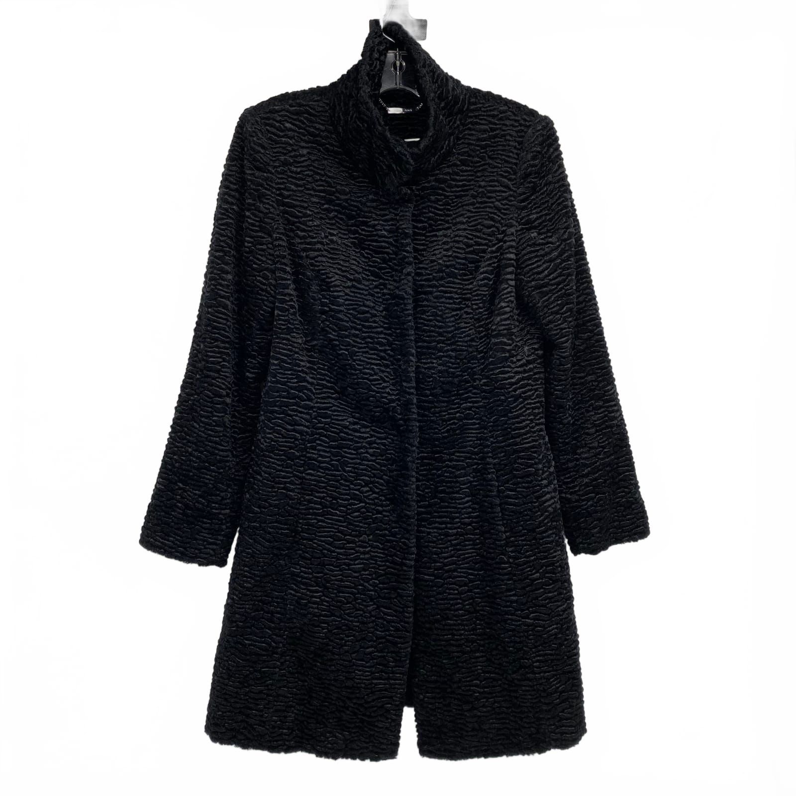 White House Black Market Black Faux Fur Pea Coat