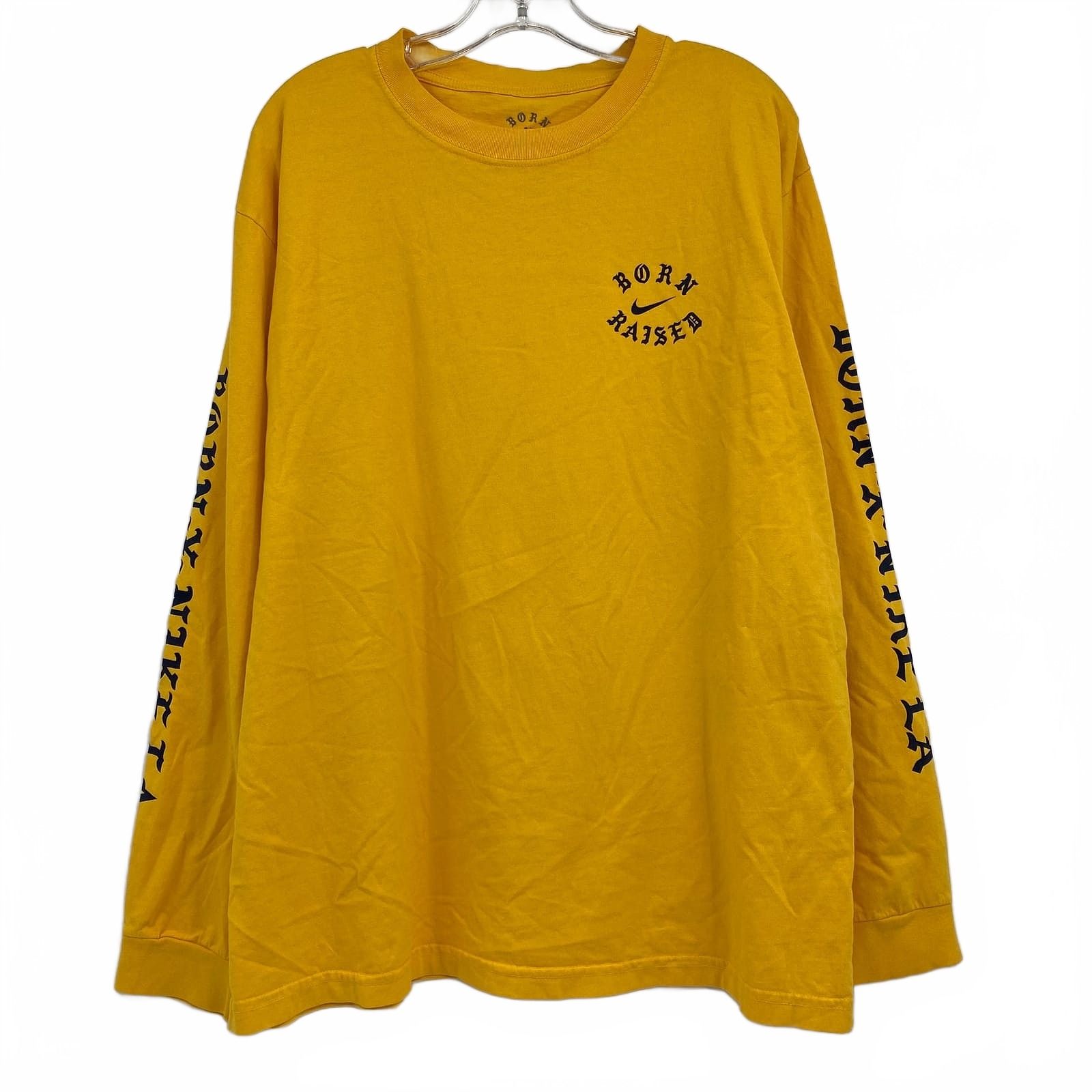 Born X Raised Nike Yellow Black Graphic Long Sleeve Tee