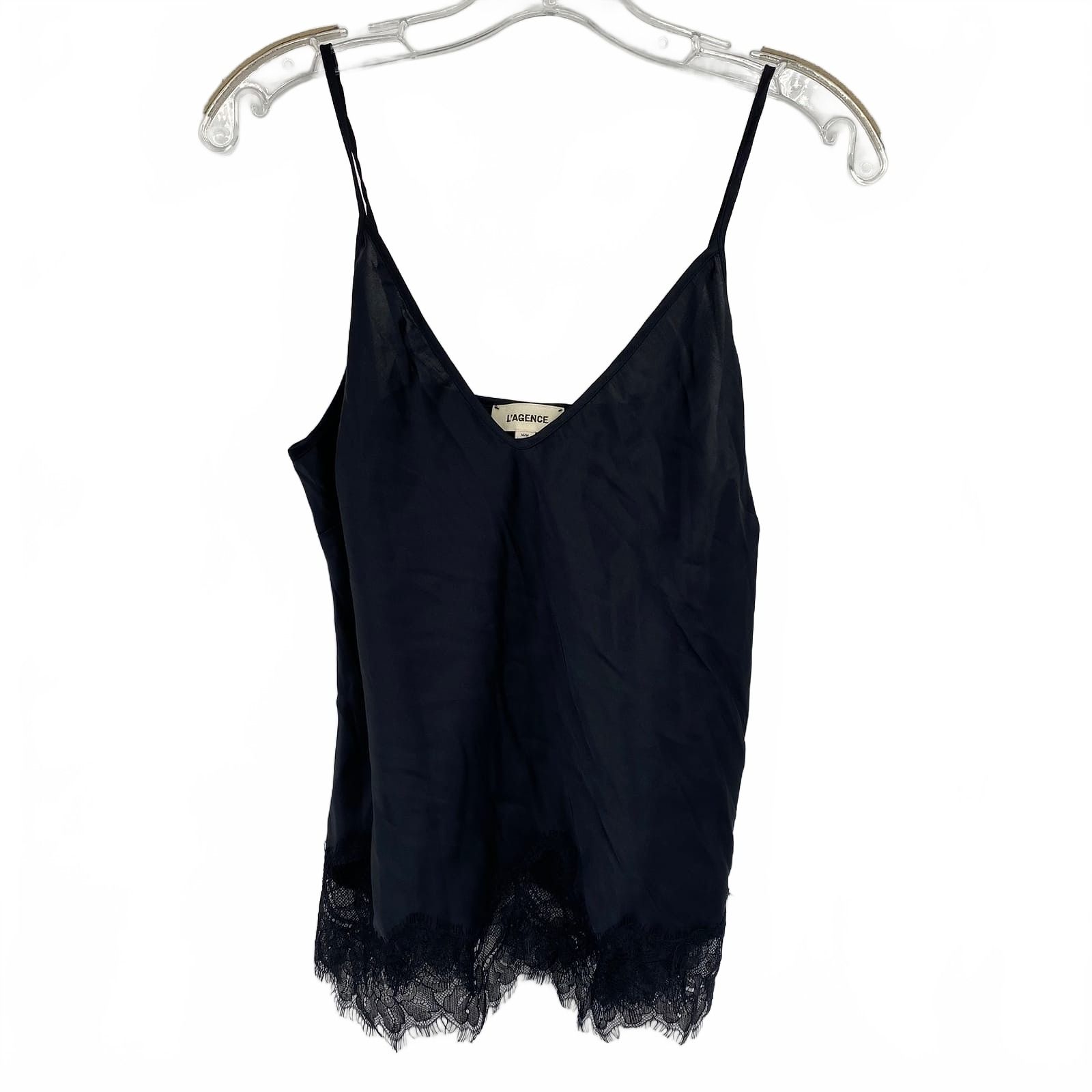 L’Agence Black Satin Tank Top for Women